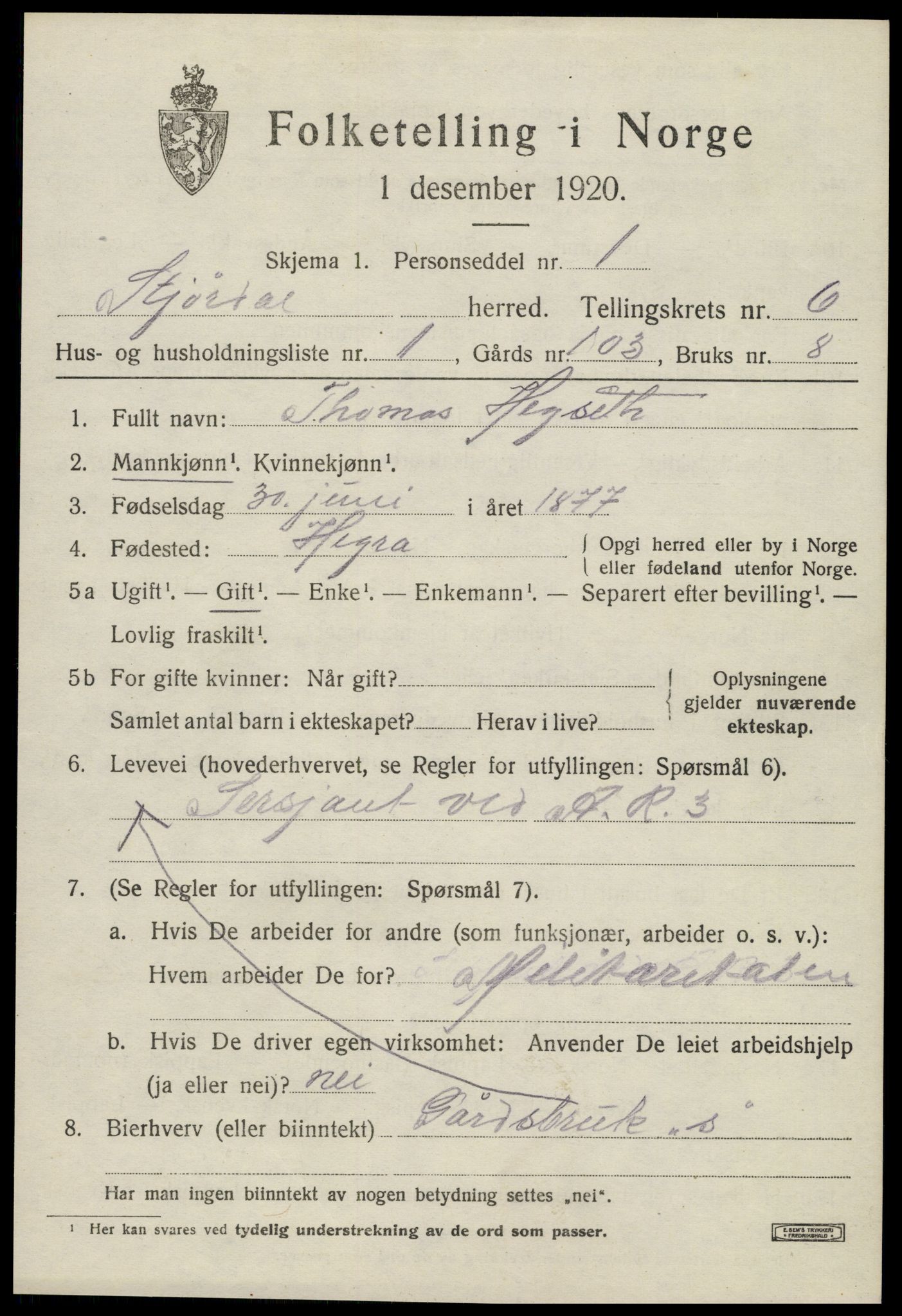 SAT, 1920 census for Stjørdal, 1920, p. 6634