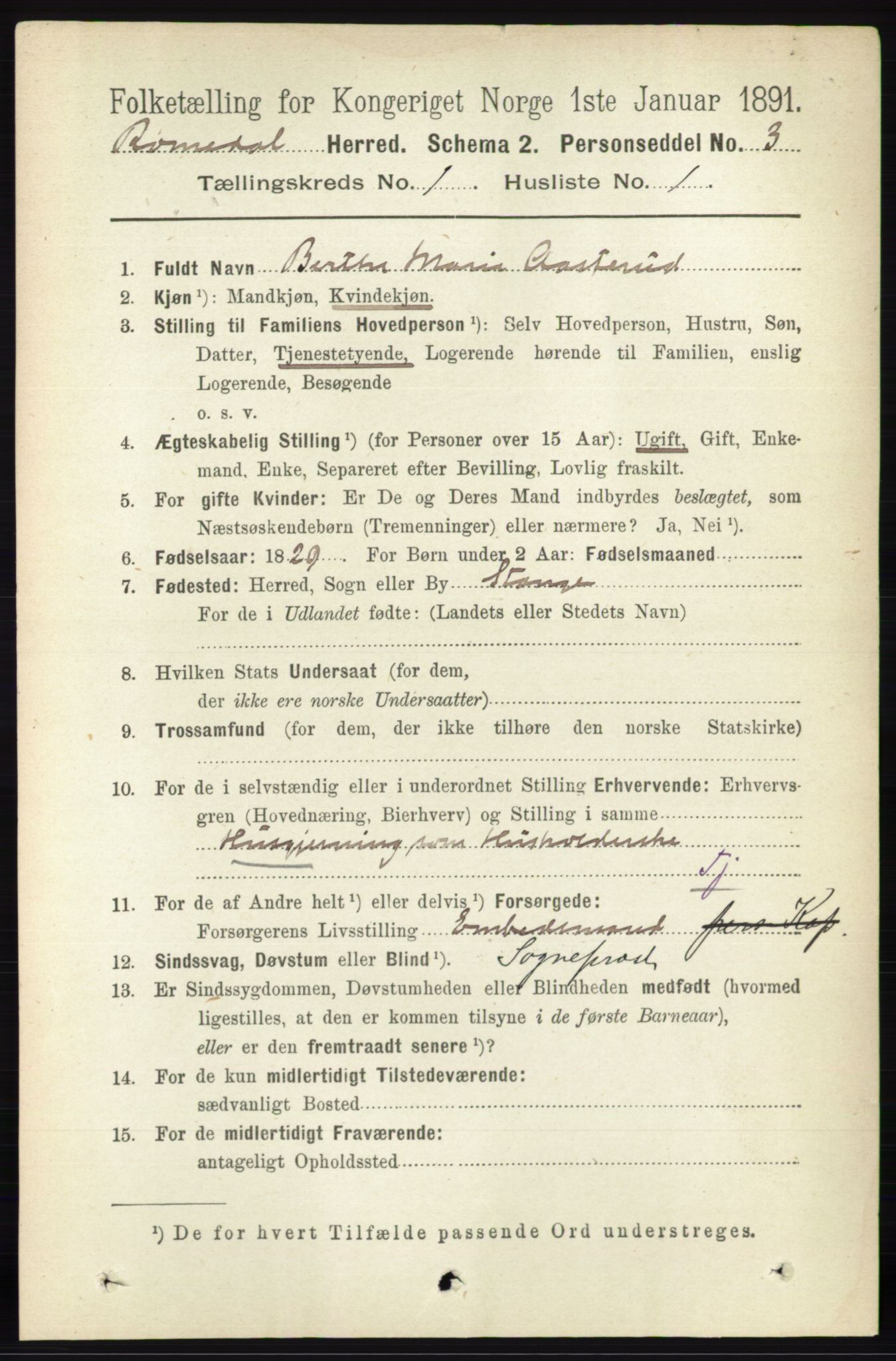 RA, 1891 census for 0416 Romedal, 1891, p. 121