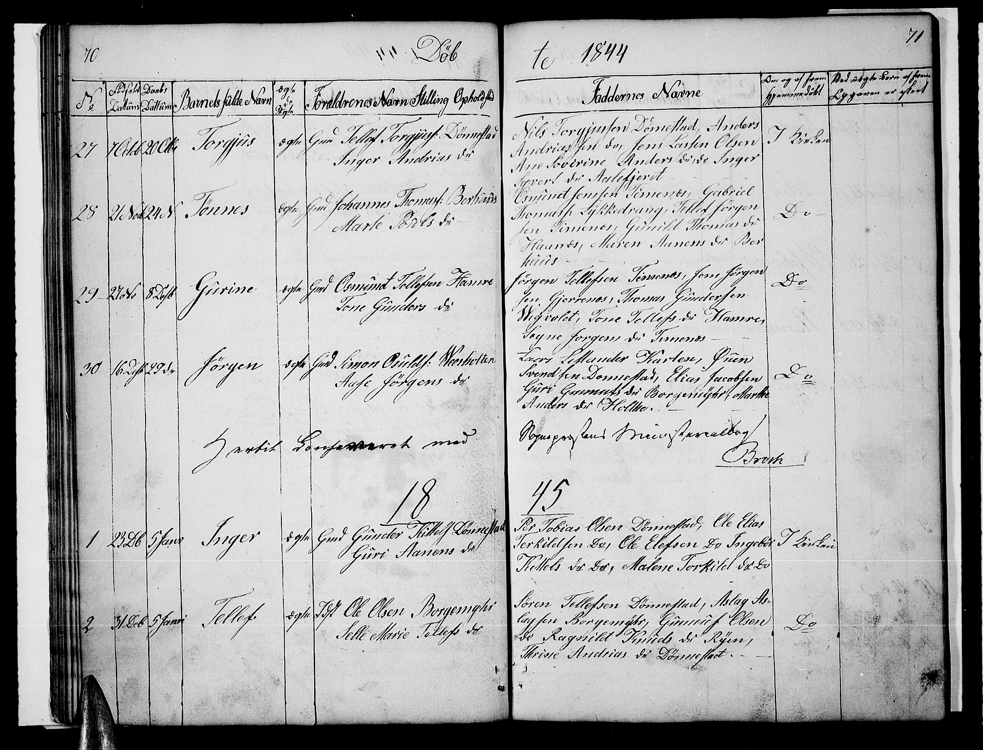 Tveit sokneprestkontor, AV/SAK-1111-0043/F/Fb/L0002: Parish register (copy) no. B 2, 1835-1854, p. 70-71