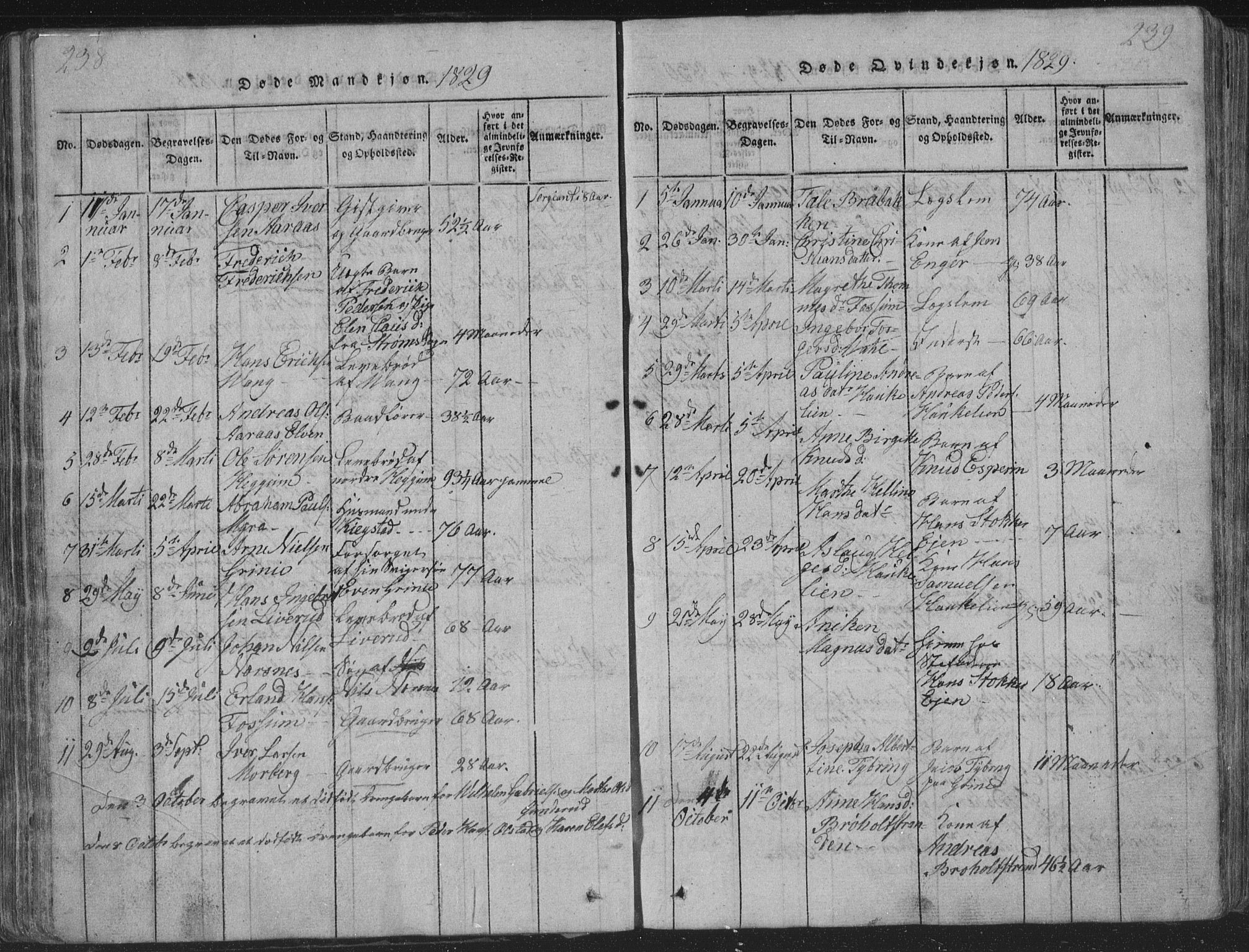 Røyken kirkebøker, SAKO/A-241/G/Ga/L0003: Parish register (copy) no. 3, 1814-1856, p. 238-239