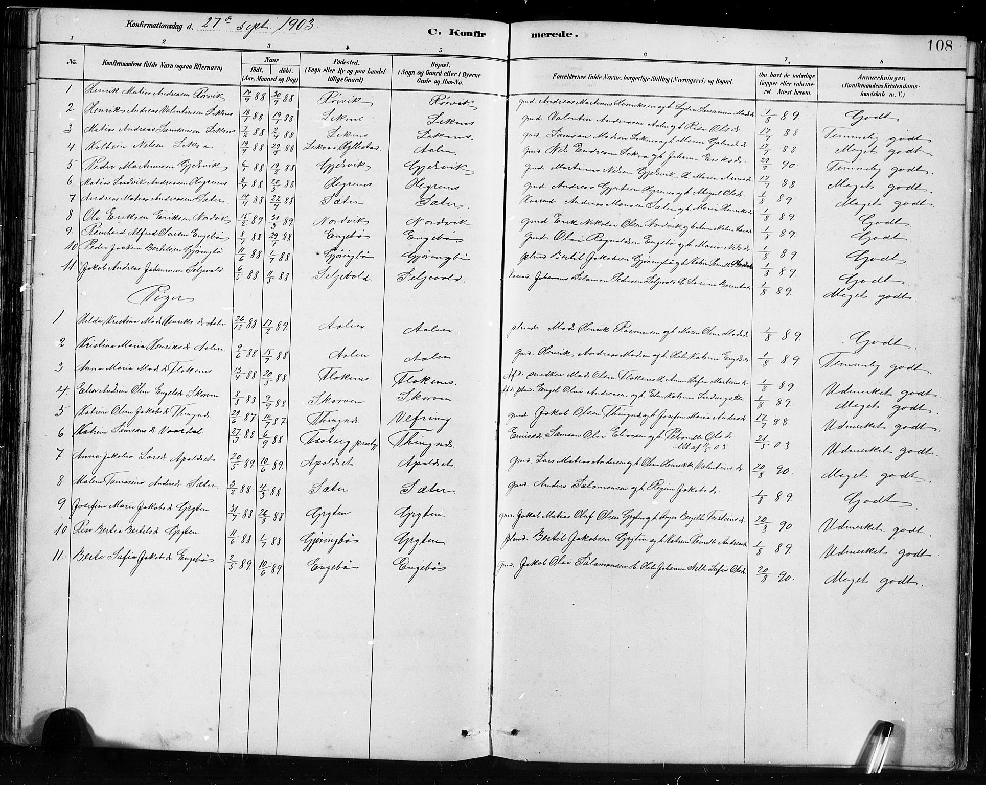 Førde sokneprestembete, SAB/A-79901/H/Hab/Habe/L0001: Parish register (copy) no. E 1, 1881-1920, p. 108