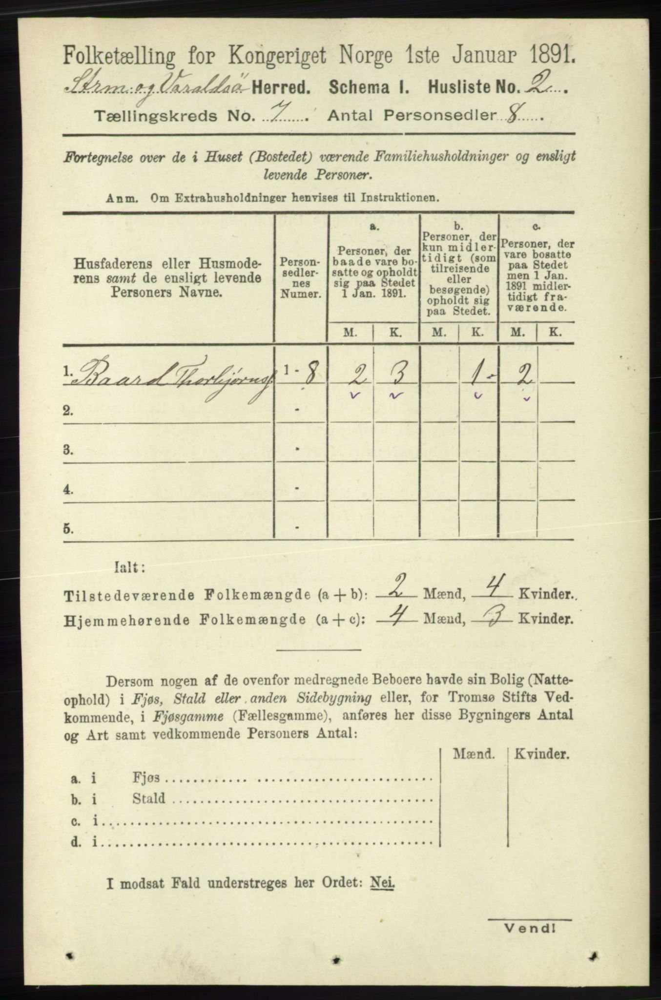 RA, 1891 census for 1226 Strandebarm og Varaldsøy, 1891, p. 2587