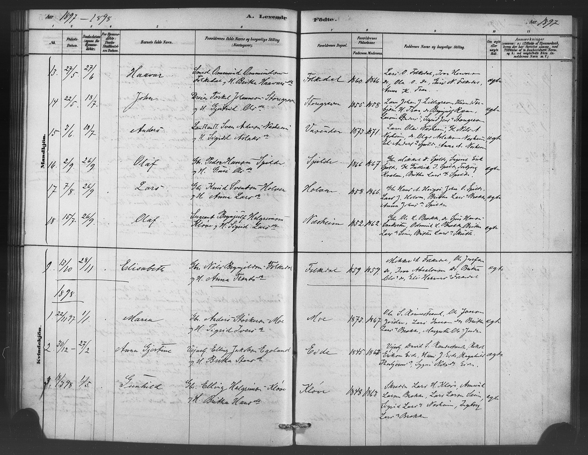 Ulvik sokneprestembete, AV/SAB-A-78801/H/Haa: Parish register (official) no. C 1, 1878-1903