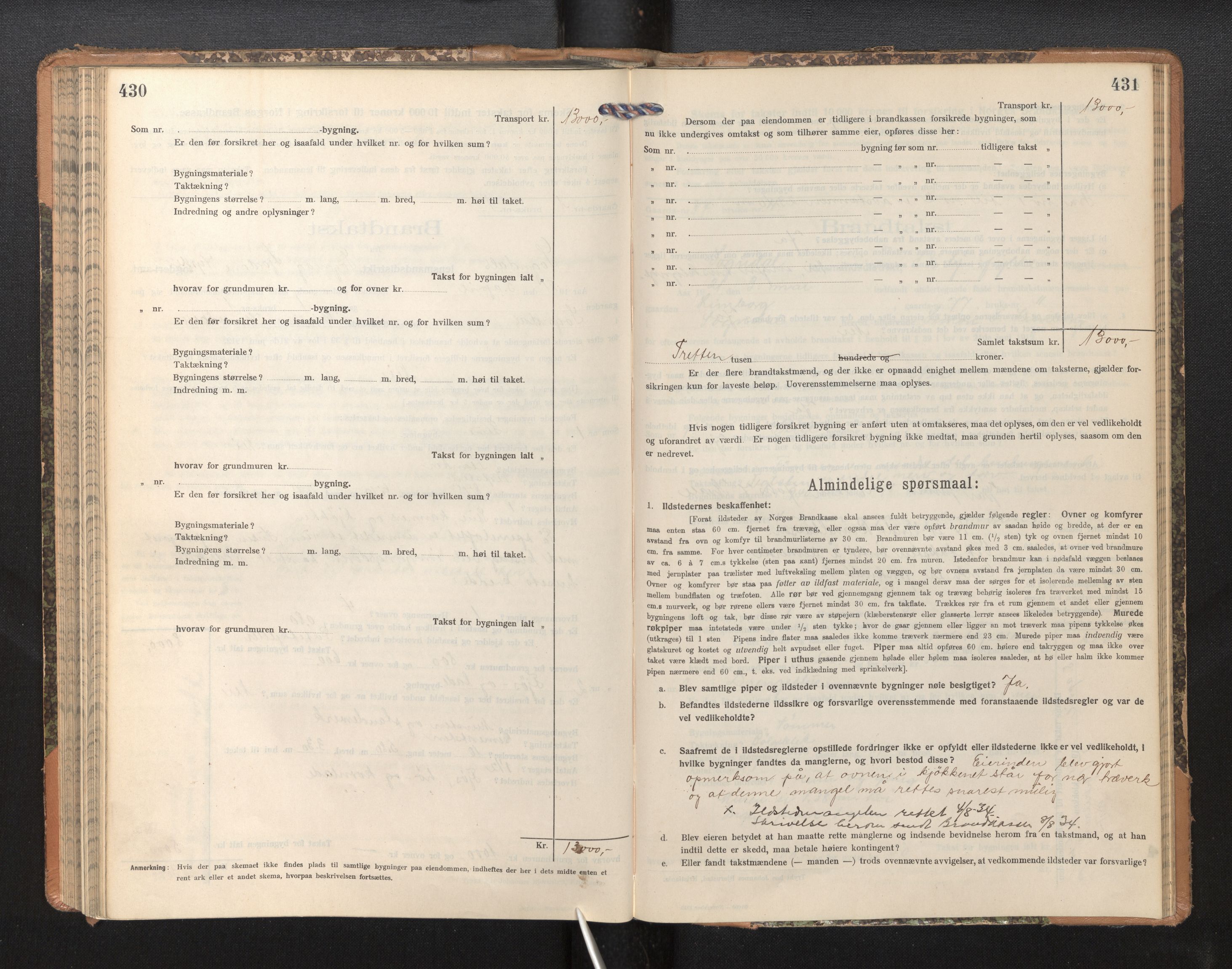 Lensmannen i Sogndal, AV/SAB-A-29901/0012/L0011: Branntakstprotokoll, skjematakst, 1914-1922, p. 430-431