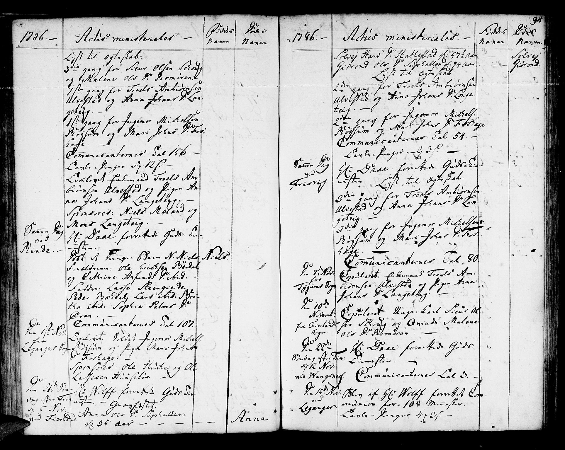 Leikanger sokneprestembete, AV/SAB-A-81001/H/Haa/Haaa/L0004: Parish register (official) no. A 4, 1770-1791, p. 94