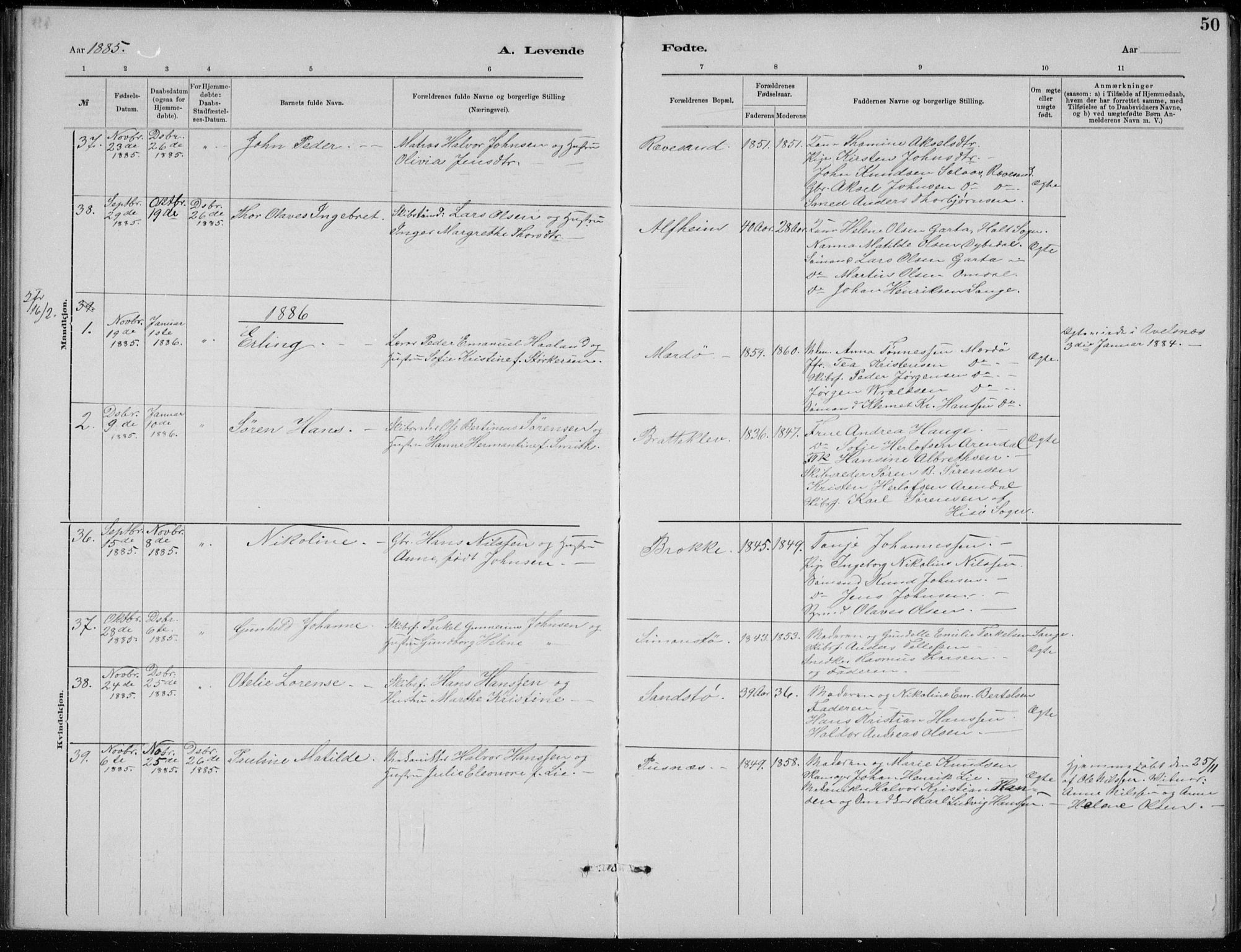 Tromøy sokneprestkontor, SAK/1111-0041/F/Fb/L0005: Parish register (copy) no. B 5, 1877-1891, p. 50