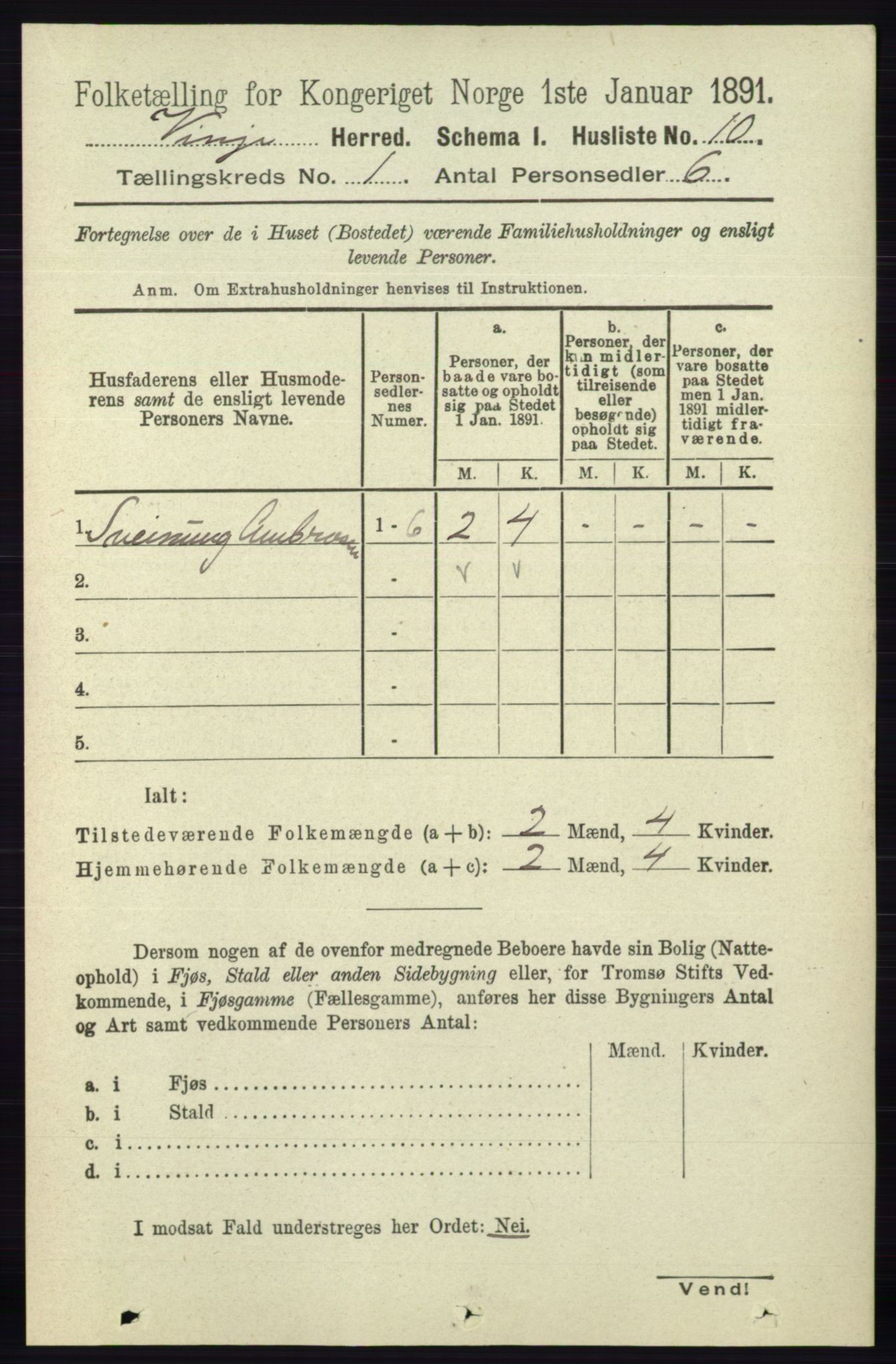 RA, 1891 census for 0834 Vinje, 1891, p. 29