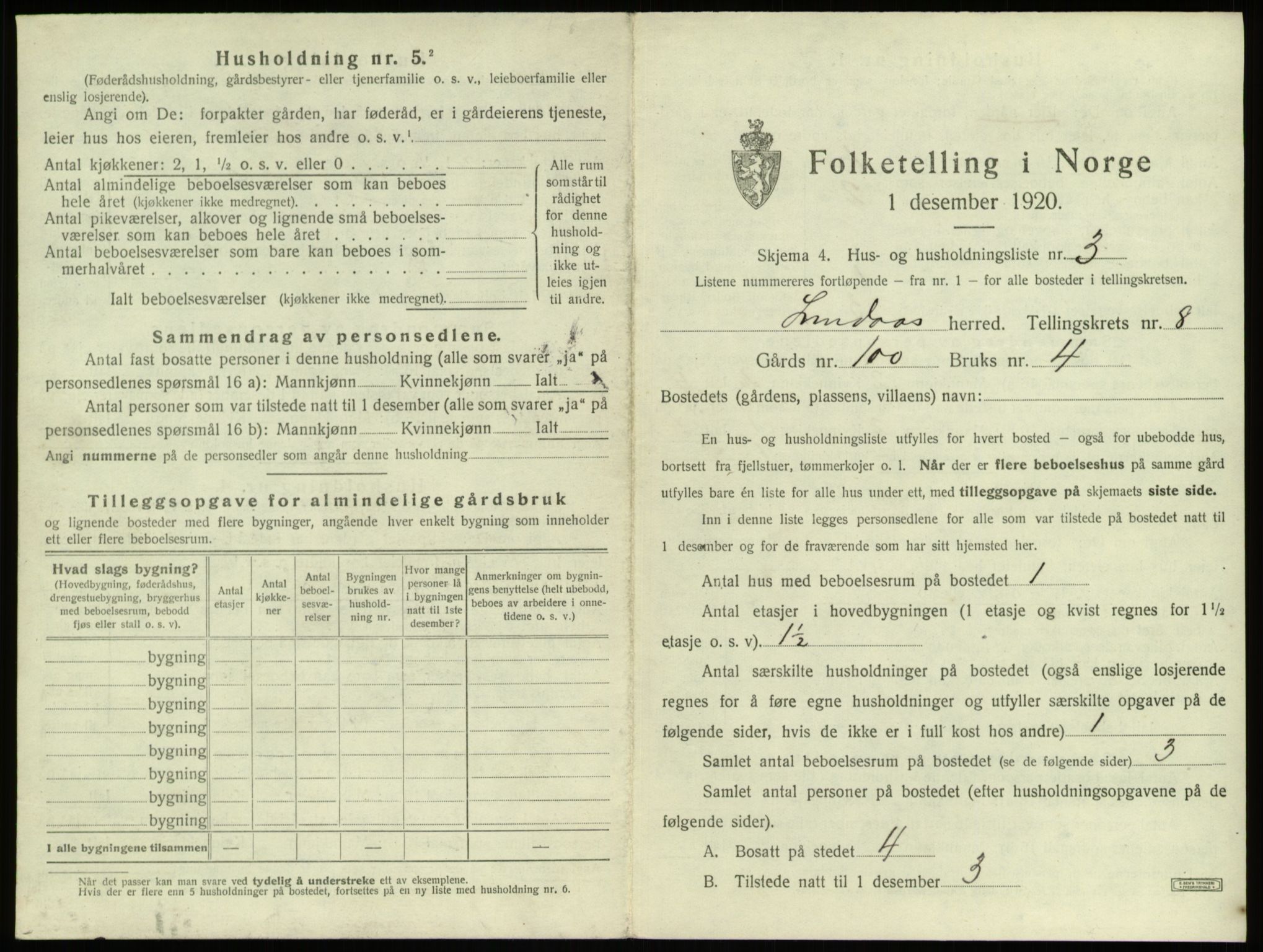 SAB, 1920 census for Lindås, 1920, p. 512