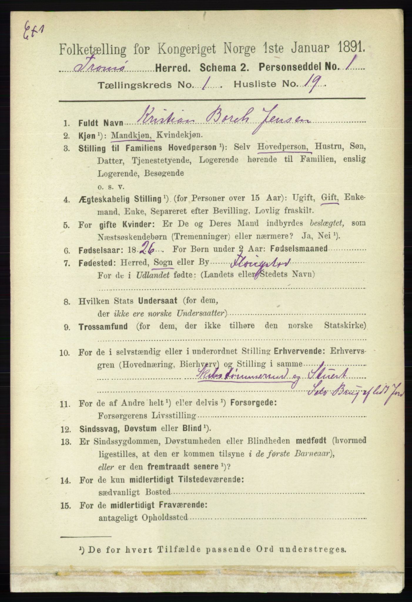 RA, Census 1891 for Nedenes amt: Gjenparter av personsedler for beslektede ektefeller, menn, 1891, p. 558