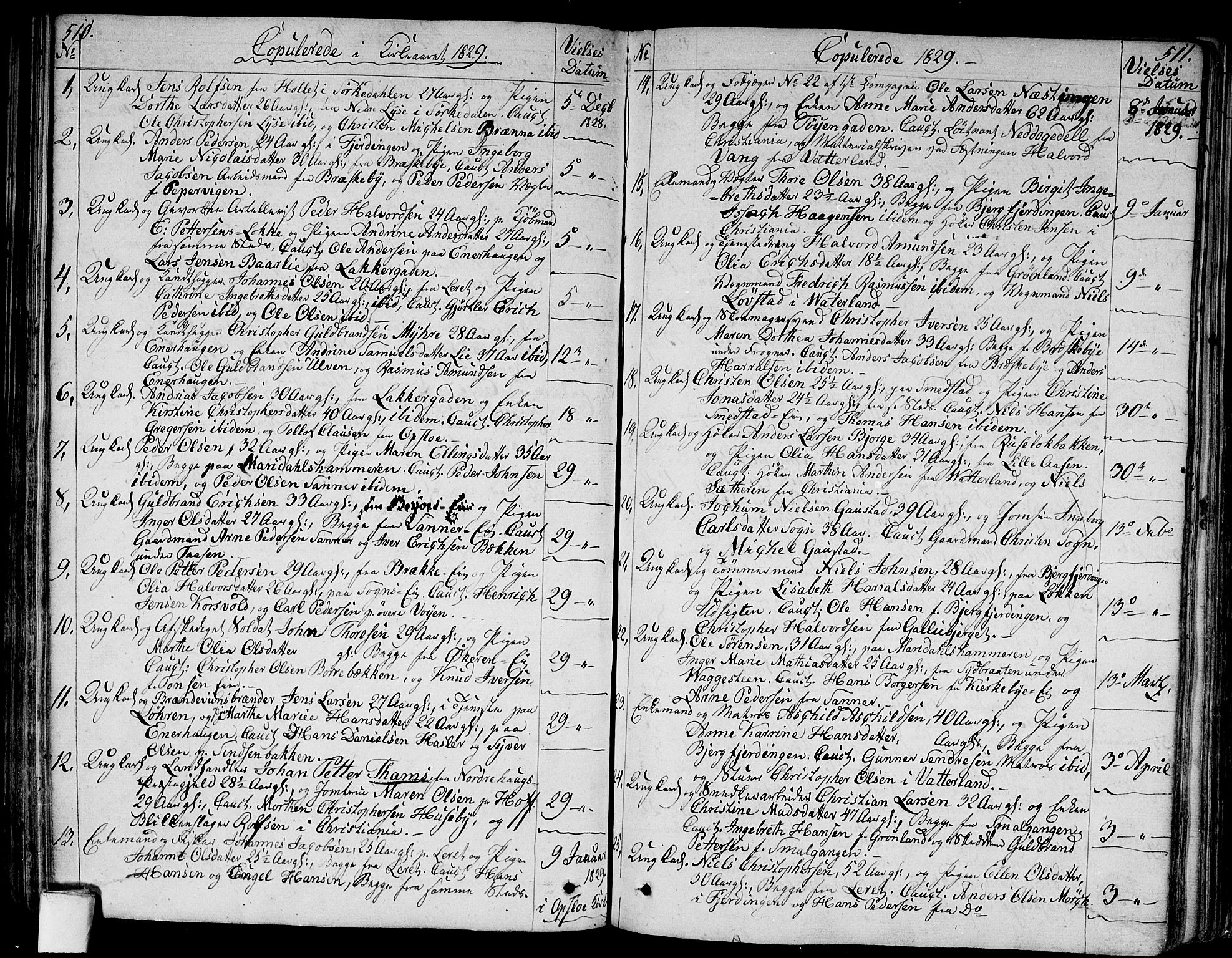 Aker prestekontor kirkebøker, SAO/A-10861/G/L0004: Parish register (copy) no. 4, 1819-1829, p. 510-511