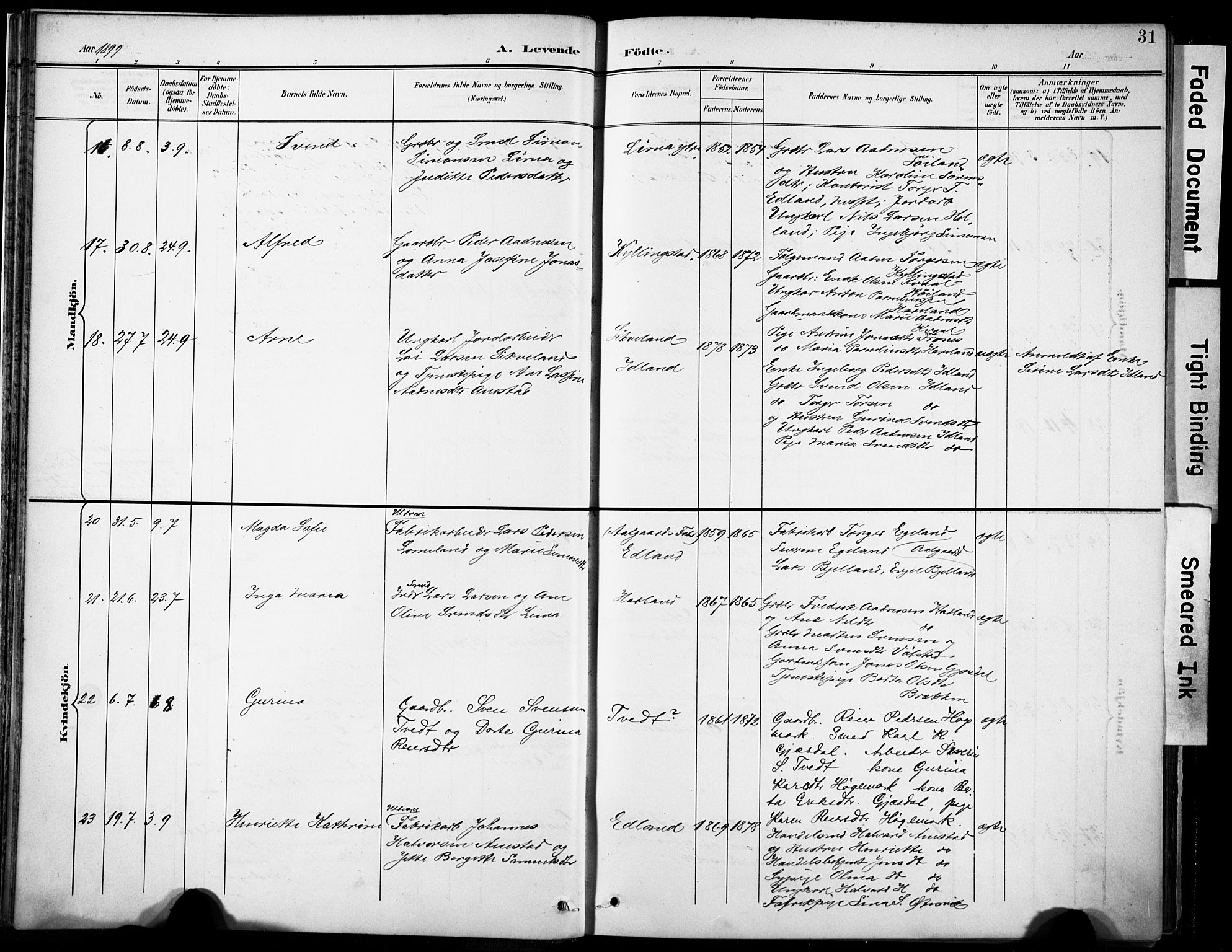 Lye sokneprestkontor, AV/SAST-A-101794/001/30BA/L0012: Parish register (official) no. A 11, 1896-1909, p. 31