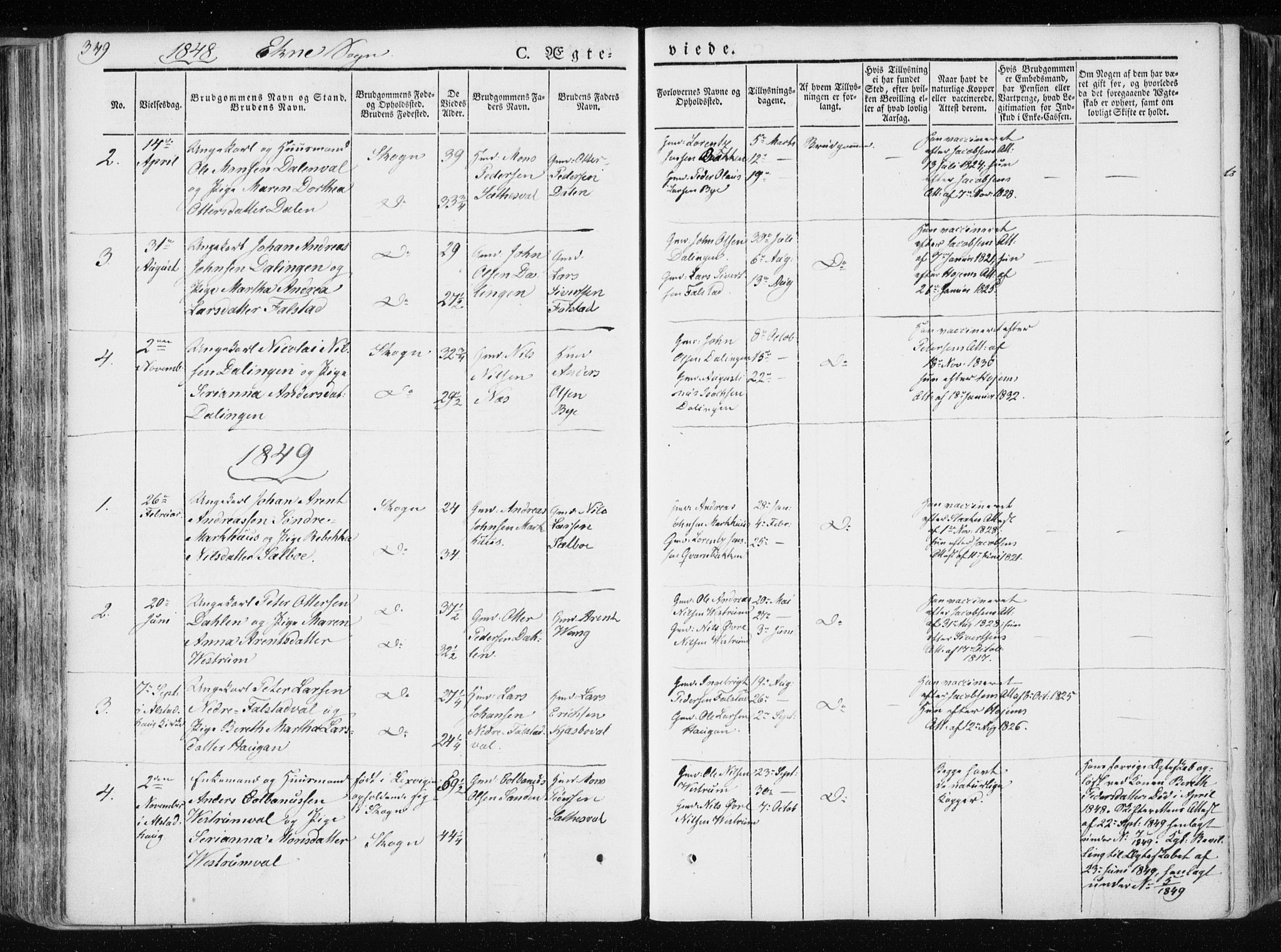 Ministerialprotokoller, klokkerbøker og fødselsregistre - Nord-Trøndelag, AV/SAT-A-1458/717/L0154: Parish register (official) no. 717A06 /2, 1836-1849, p. 349