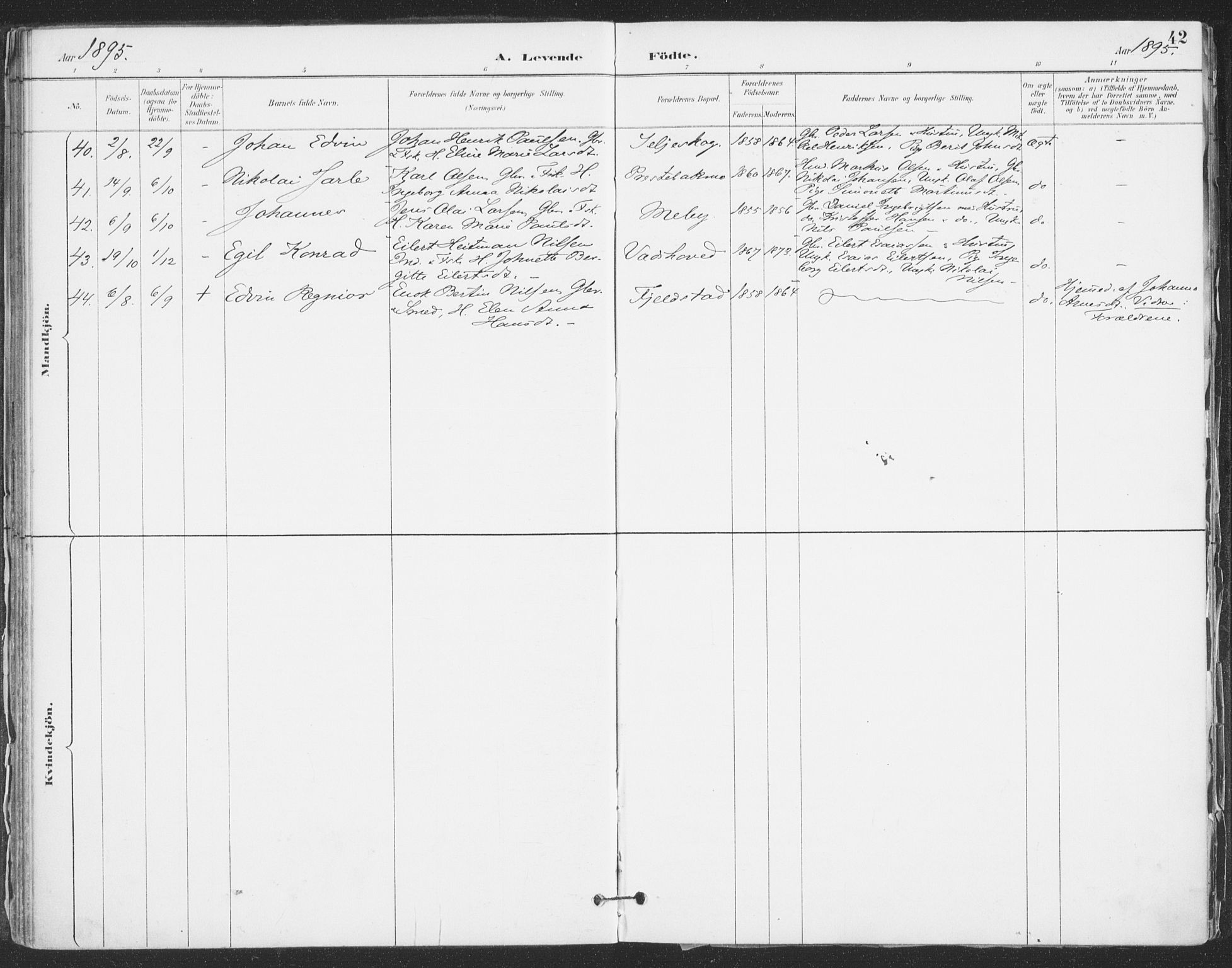 Ibestad sokneprestembete, AV/SATØ-S-0077/H/Ha/Haa/L0015kirke: Parish register (official) no. 15, 1888-1899, p. 42