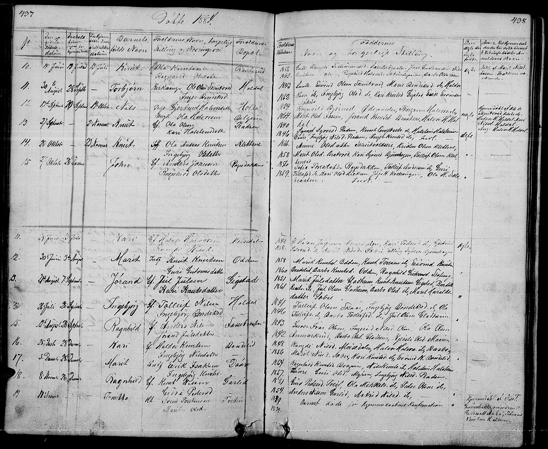 Nord-Aurdal prestekontor, AV/SAH-PREST-132/H/Ha/Hab/L0001: Parish register (copy) no. 1, 1834-1887, p. 437-438