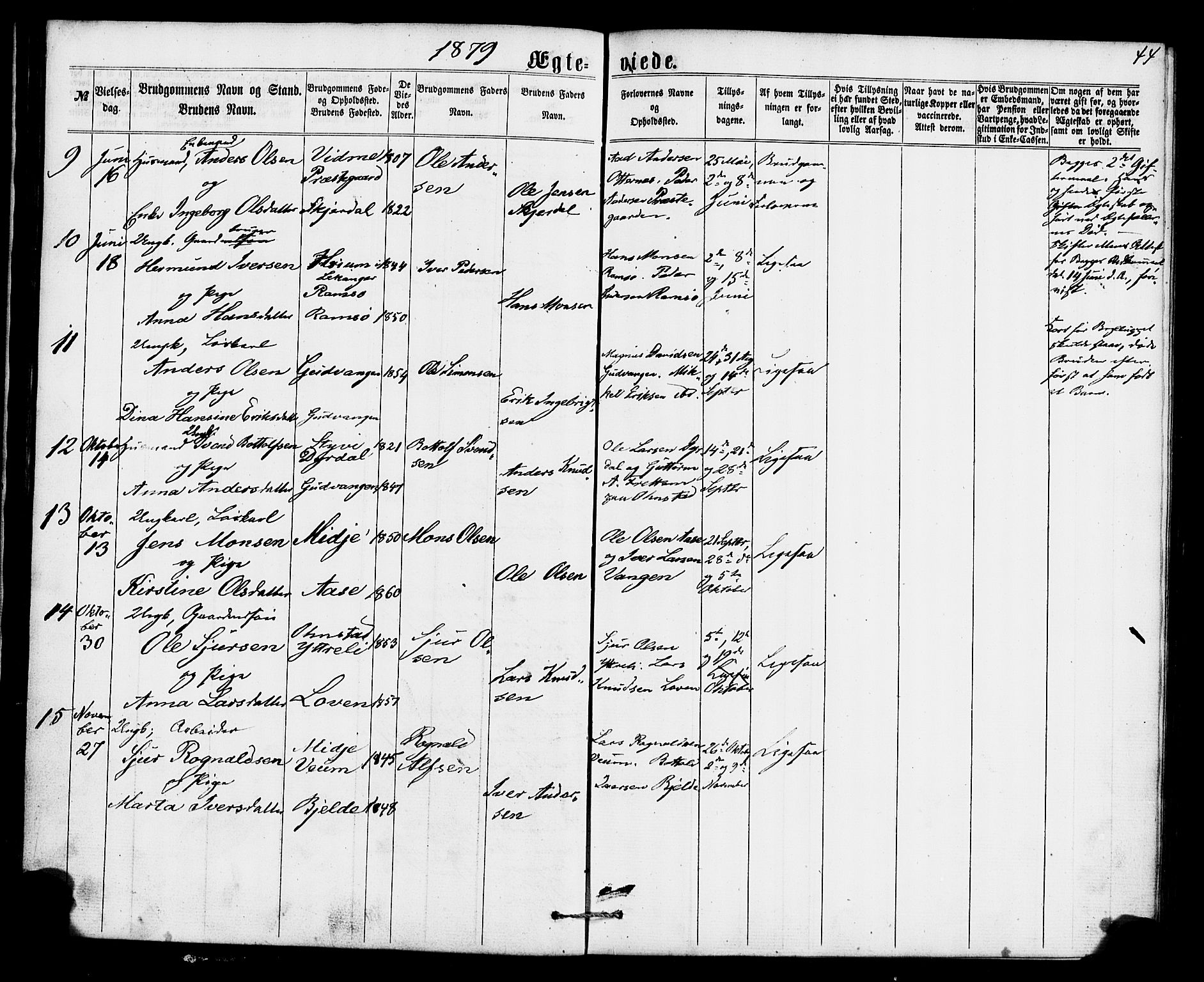Aurland sokneprestembete, SAB/A-99937/H/Ha/Haa/L0010: Parish register (official) no. A 10, 1859-1879, p. 44