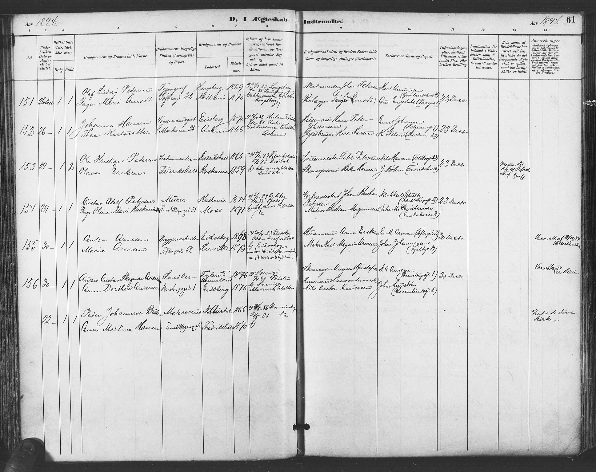 Paulus prestekontor Kirkebøker, AV/SAO-A-10871/F/Fa/L0009: Parish register (official) no. 9, 1891-1901, p. 61
