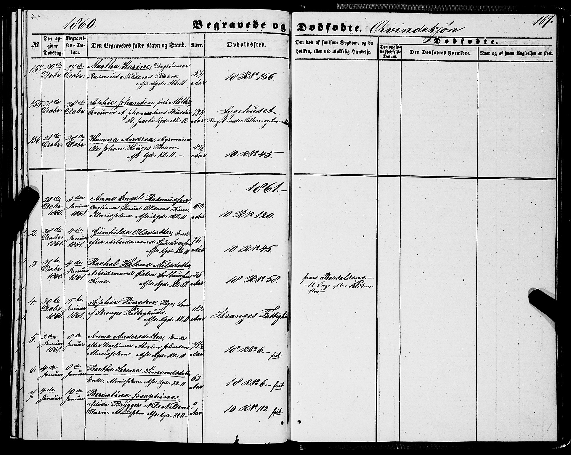Domkirken sokneprestembete, SAB/A-74801/H/Haa/L0041: Parish register (official) no. E 2, 1853-1863, p. 167