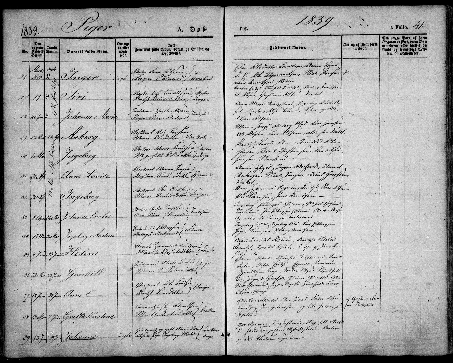 Holt sokneprestkontor, AV/SAK-1111-0021/F/Fa/L0007: Parish register (official) no. A 7, 1836-1848, p. 41