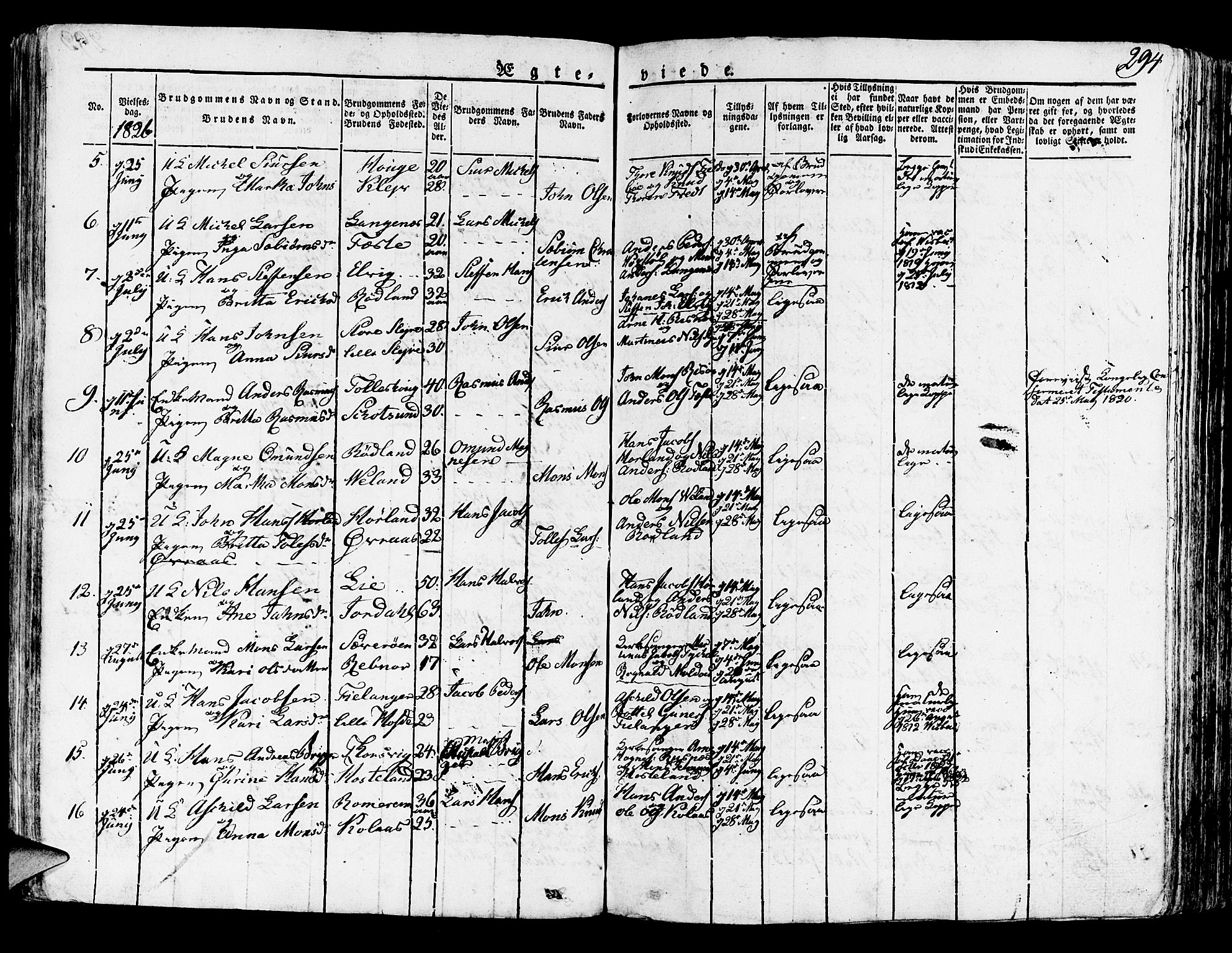 Lindås Sokneprestembete, SAB/A-76701/H/Haa: Parish register (official) no. A 8, 1823-1836, p. 294