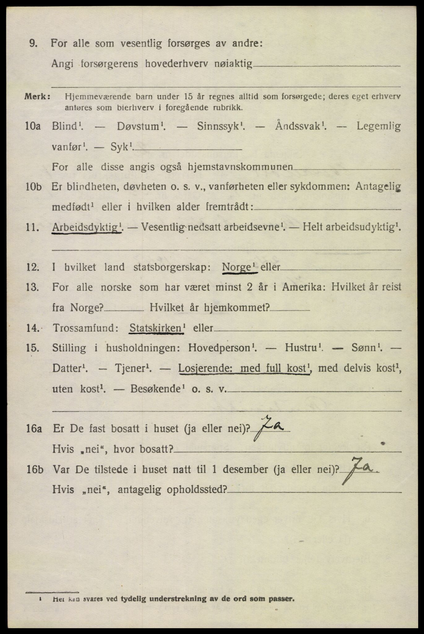 SAK, 1920 census for Herefoss, 1920, p. 233