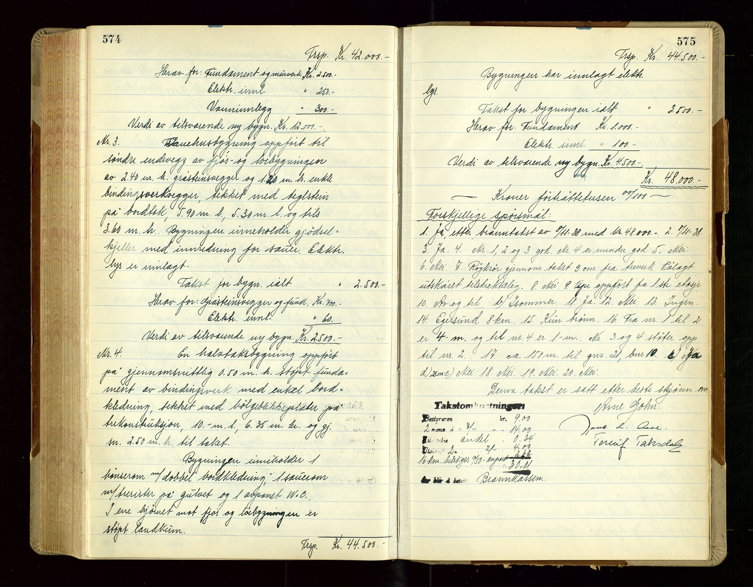 Eigersund lensmannskontor, AV/SAST-A-100171/Goa/L0010: "Branntakstprotokoll", 1950-1952, p. 574-575