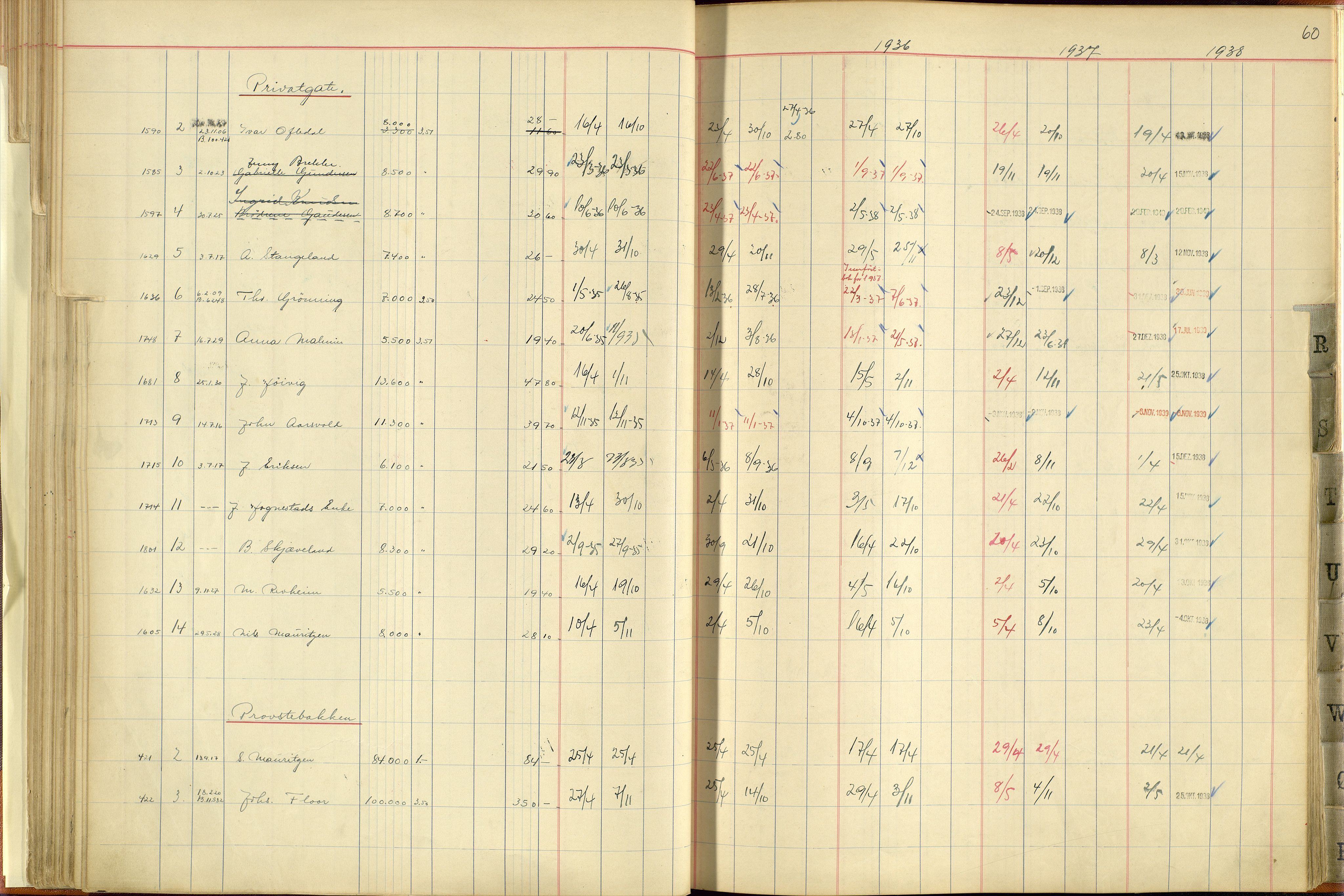 Norges Brannkasse Stavanger, AV/SAST-A-102143/F/Fc/L0005: Brannkontingentprotokoll M-Ø, 1934-1938, p. 59b-60a