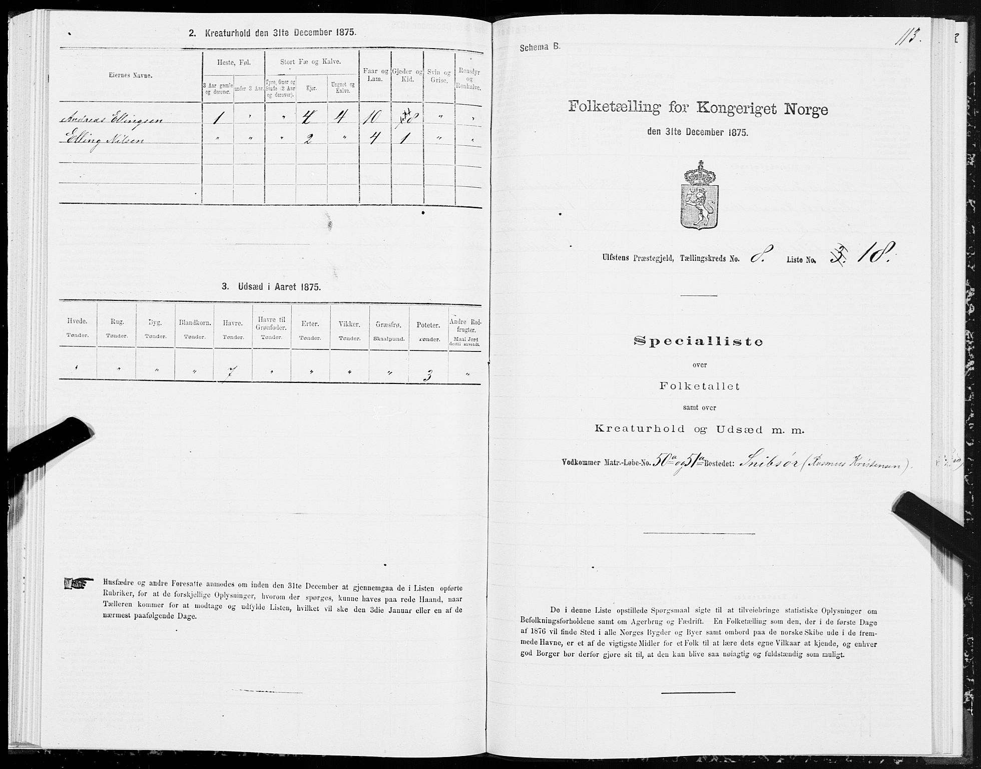 SAT, 1875 census for 1516P Ulstein, 1875, p. 3113