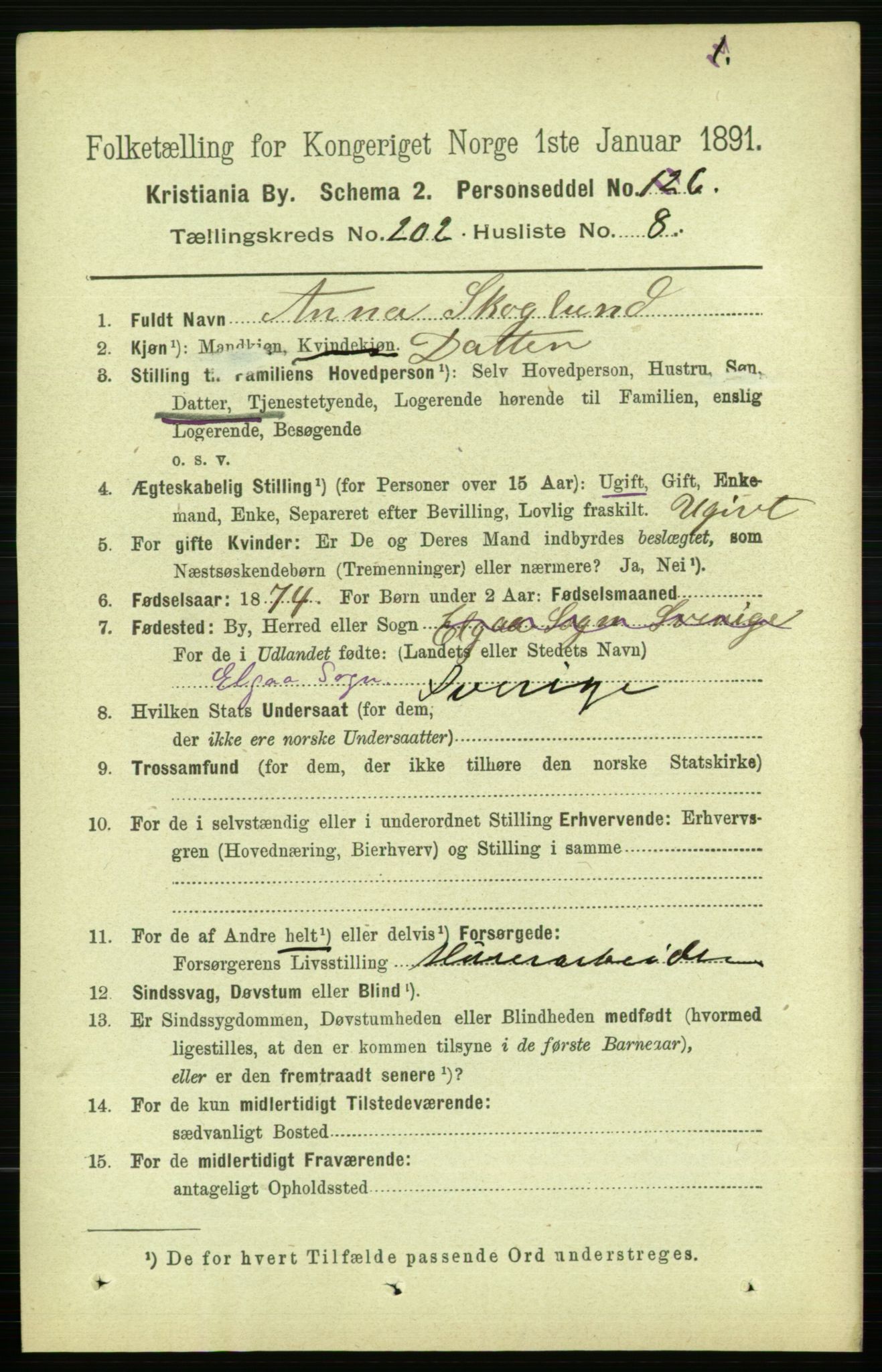 RA, 1891 census for 0301 Kristiania, 1891, p. 121648