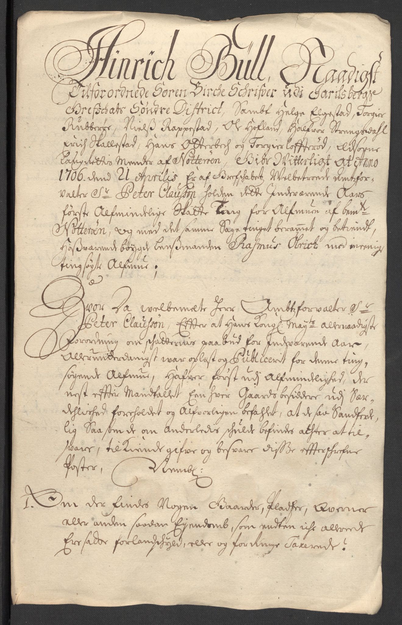 Rentekammeret inntil 1814, Reviderte regnskaper, Fogderegnskap, RA/EA-4092/R32/L1872: Fogderegnskap Jarlsberg grevskap, 1706-1707, p. 138