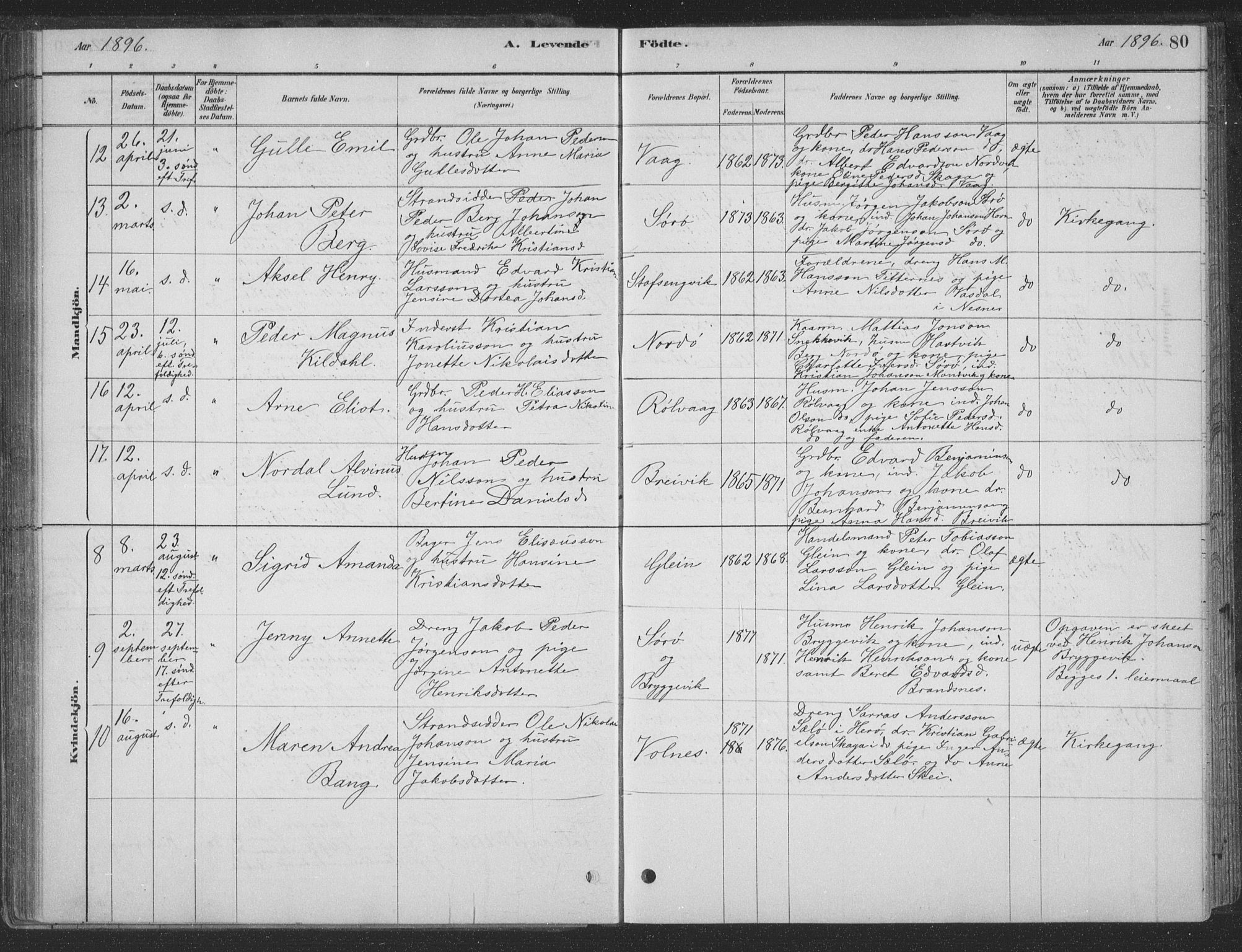 Ministerialprotokoller, klokkerbøker og fødselsregistre - Nordland, AV/SAT-A-1459/835/L0532: Parish register (copy) no. 835C04, 1880-1905, p. 80