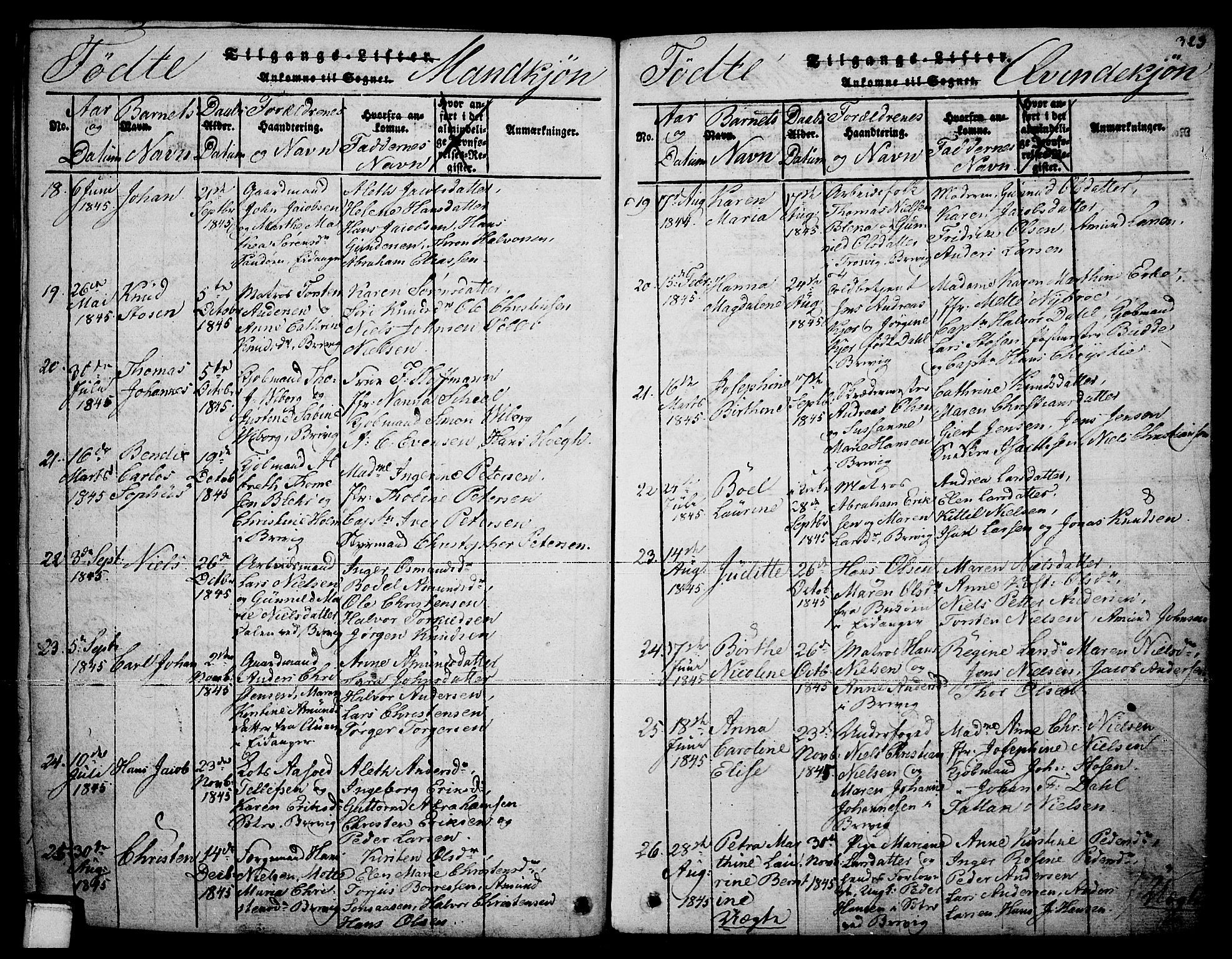 Brevik kirkebøker, SAKO/A-255/F/Fa/L0004: Parish register (official) no. 4, 1814-1846, p. 323