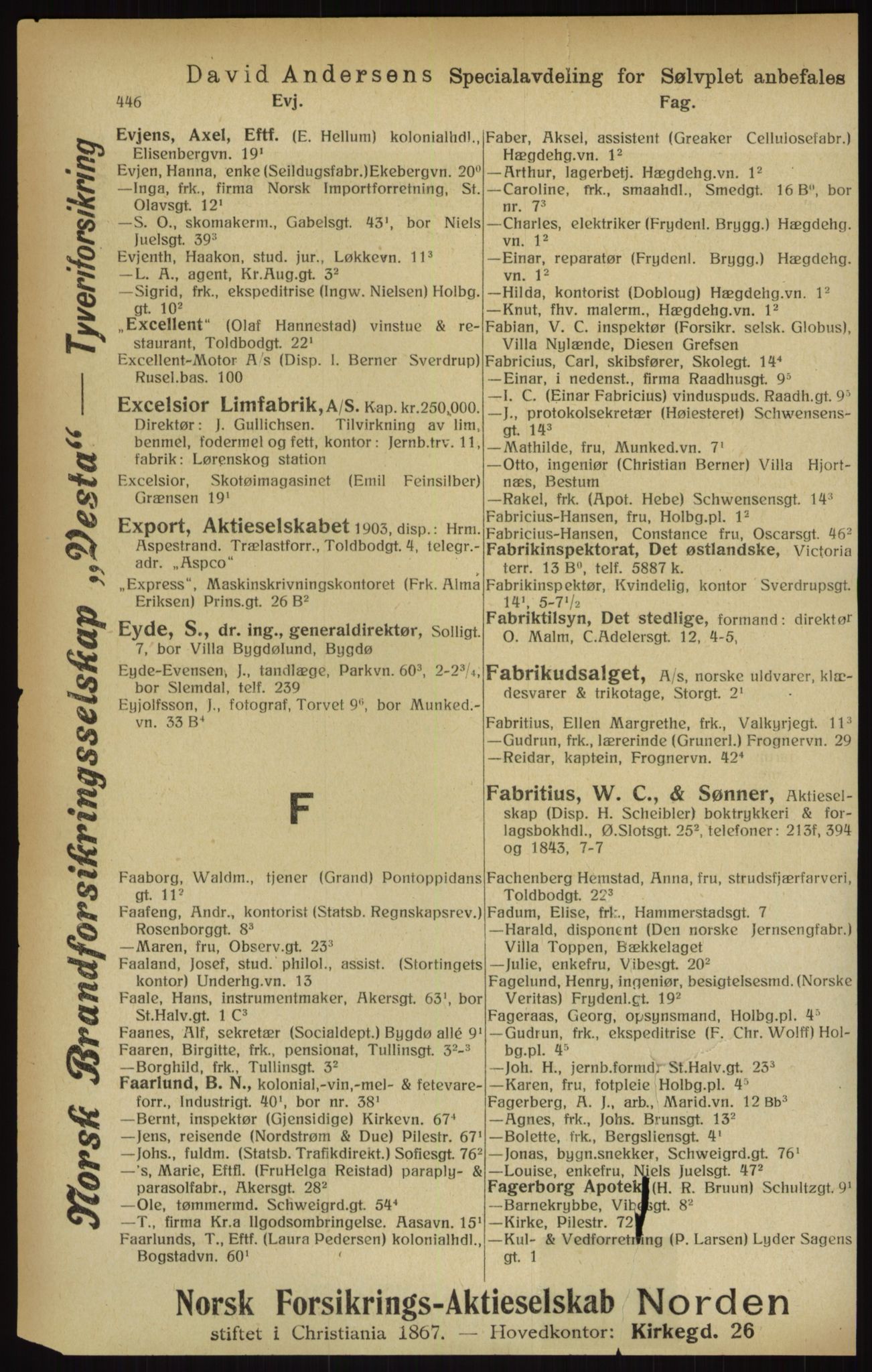 Kristiania/Oslo adressebok, PUBL/-, 1916, p. 446