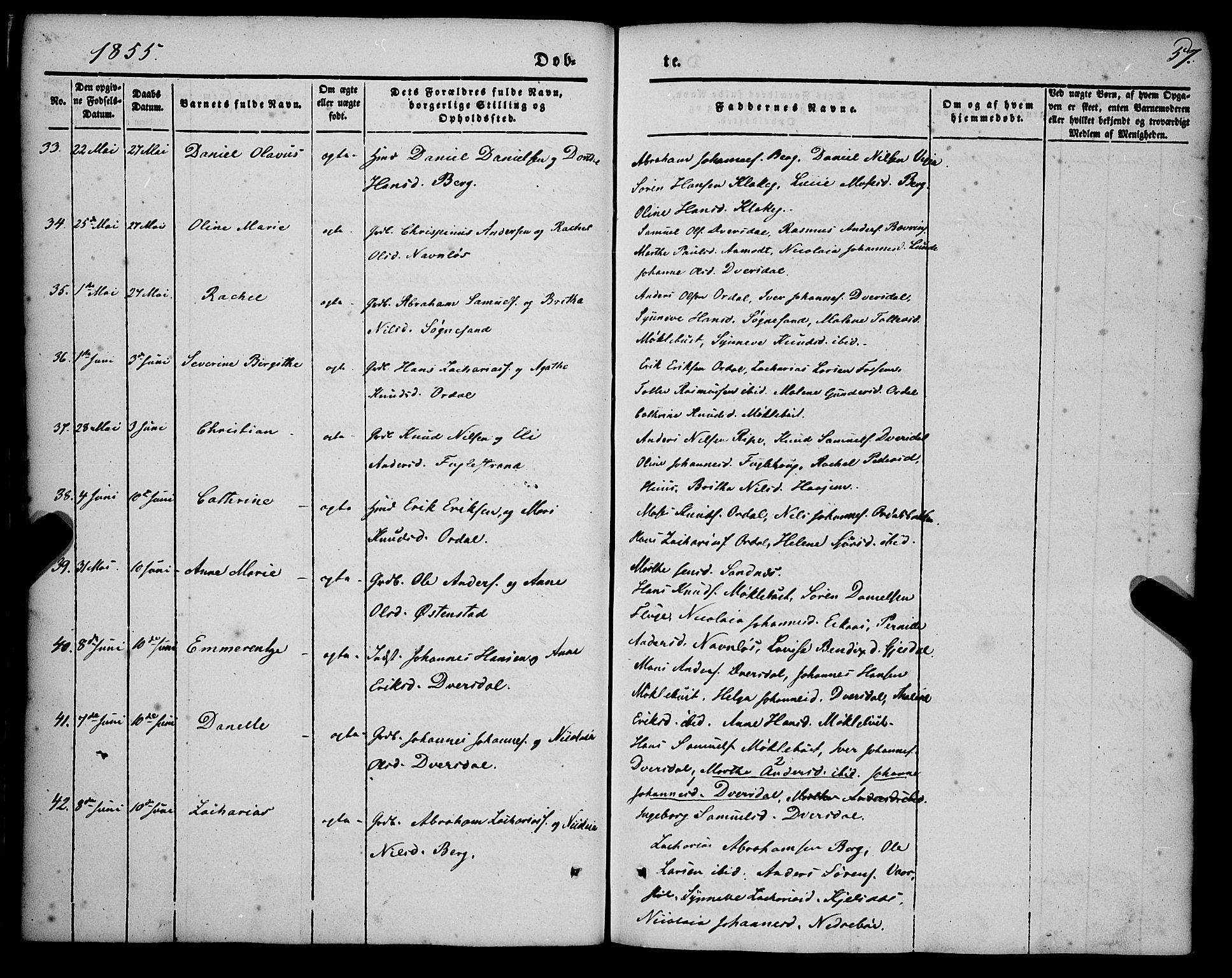 Jølster sokneprestembete, SAB/A-80701/H/Haa/Haaa/L0010: Parish register (official) no. A 10, 1847-1865, p. 57