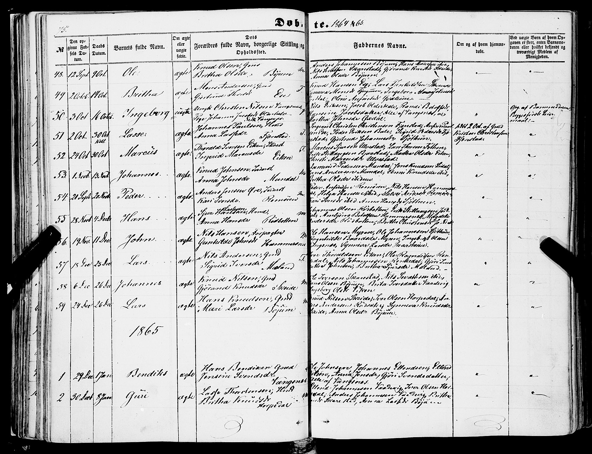 Balestrand sokneprestembete, AV/SAB-A-79601/H/Haa/Haaa/L0002: Parish register (official) no. A 2, 1847-1866, p. 75