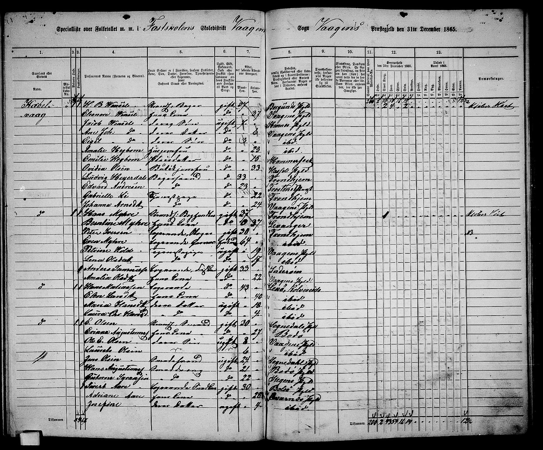 RA, 1865 census for Vågan, 1865, p. 128