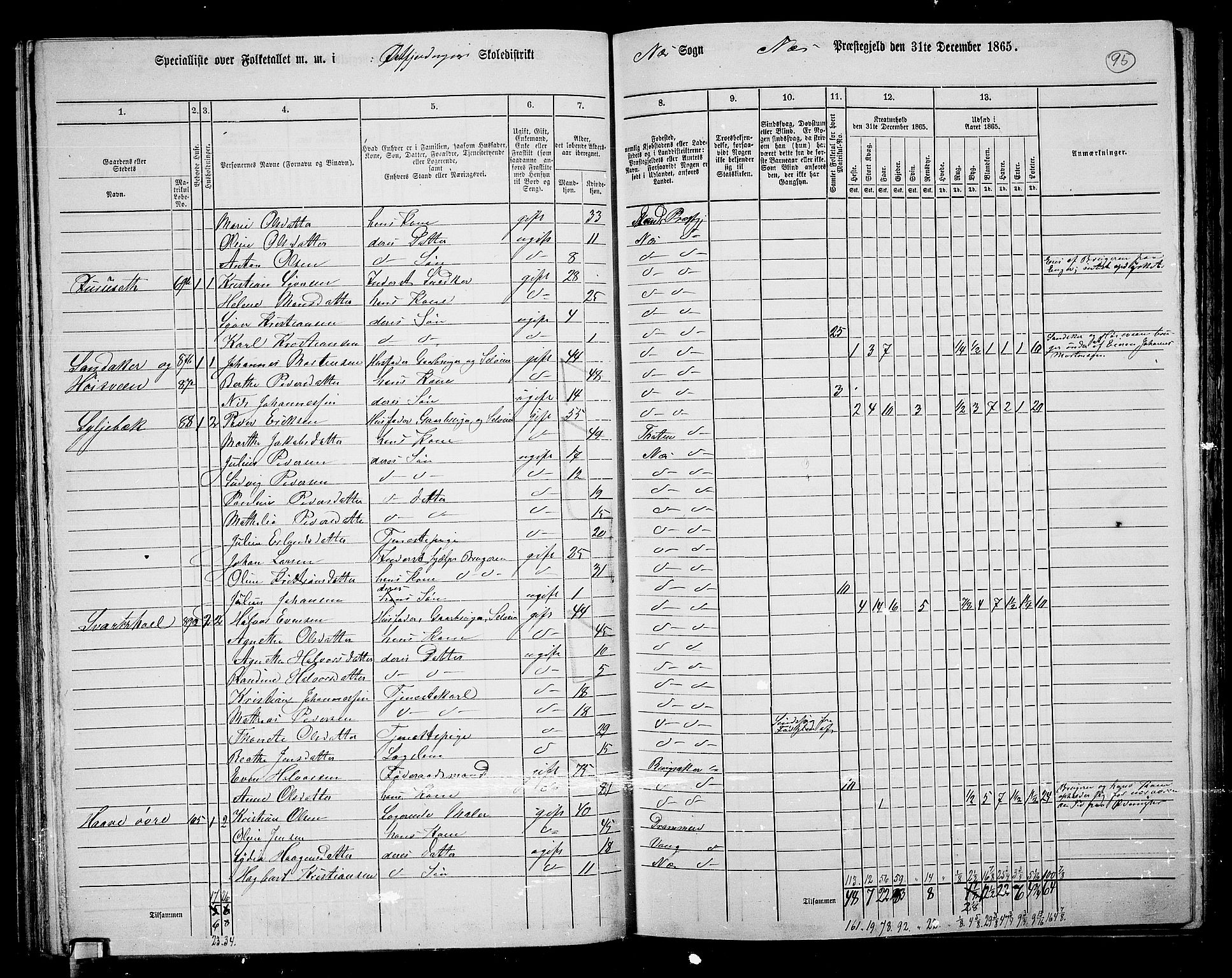 RA, 1865 census for Nes, 1865, p. 84