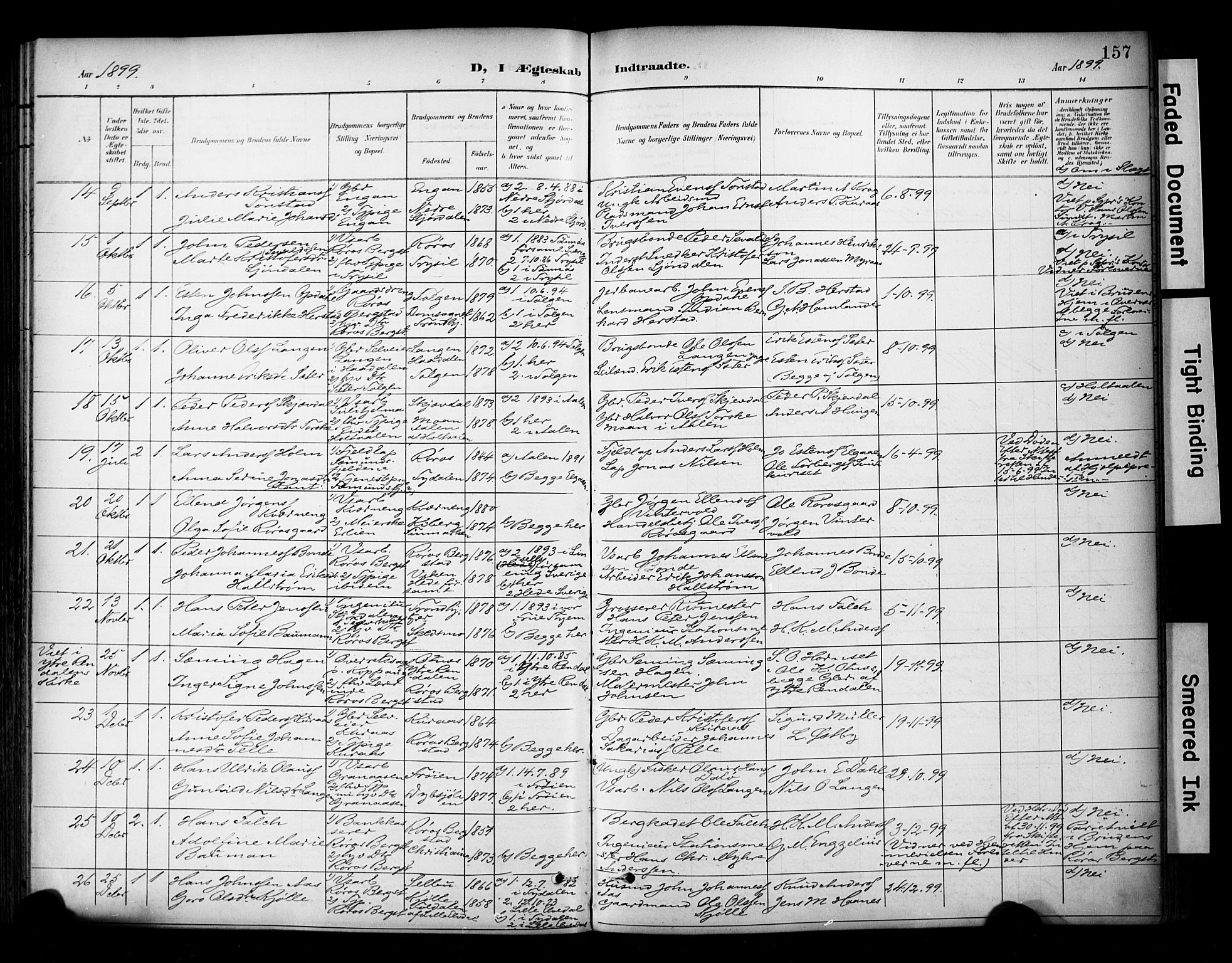 Ministerialprotokoller, klokkerbøker og fødselsregistre - Sør-Trøndelag, SAT/A-1456/681/L0936: Parish register (official) no. 681A14, 1899-1908, p. 157