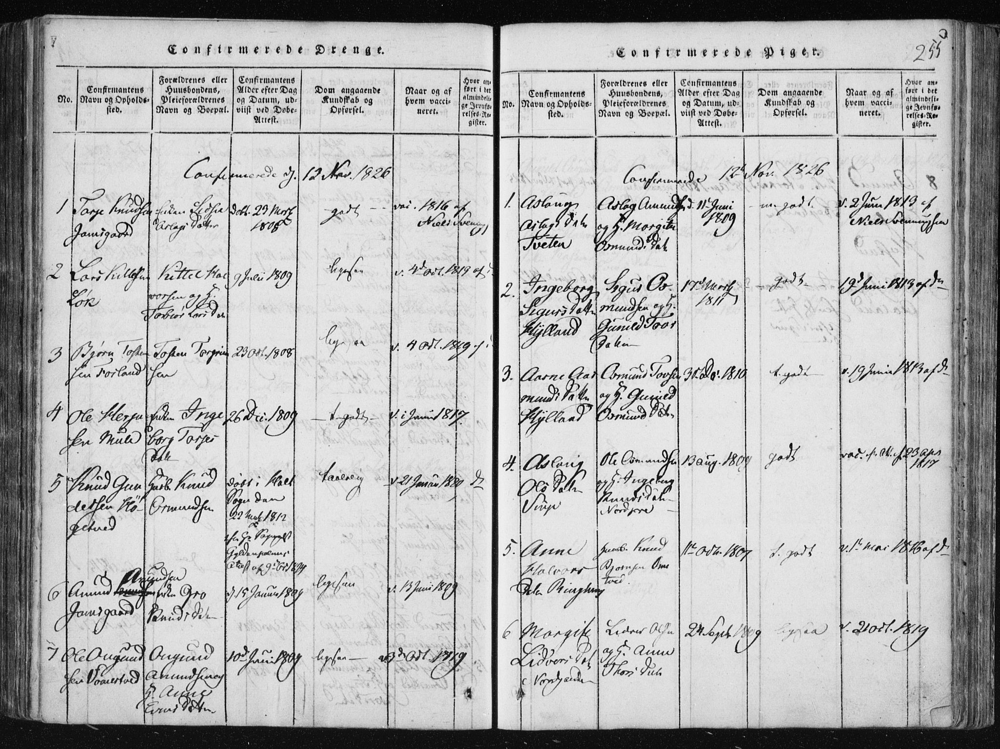 Vinje kirkebøker, AV/SAKO-A-312/F/Fa/L0003: Parish register (official) no. I 3, 1814-1843, p. 255