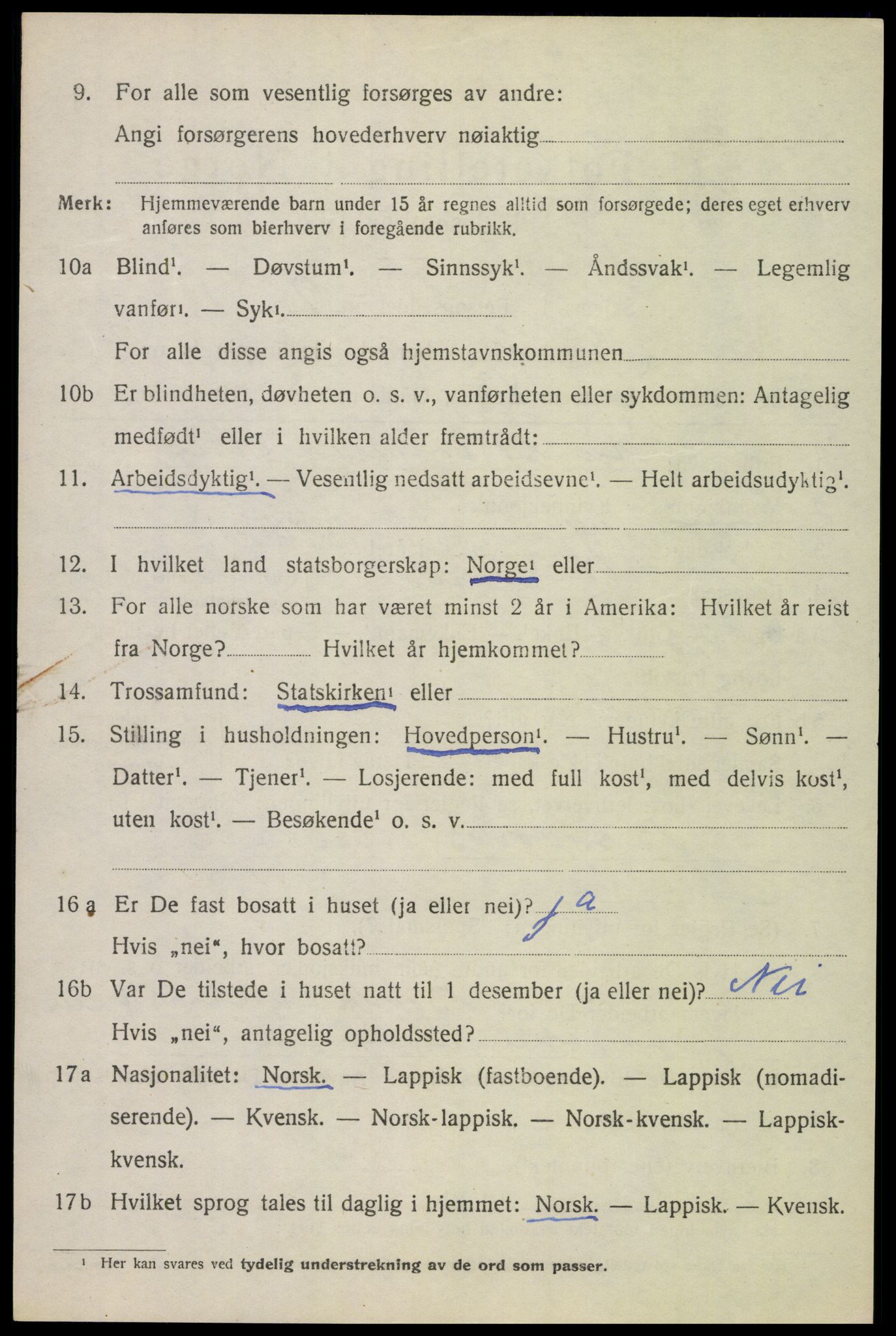 SAT, 1920 census for Evenes, 1920, p. 2947