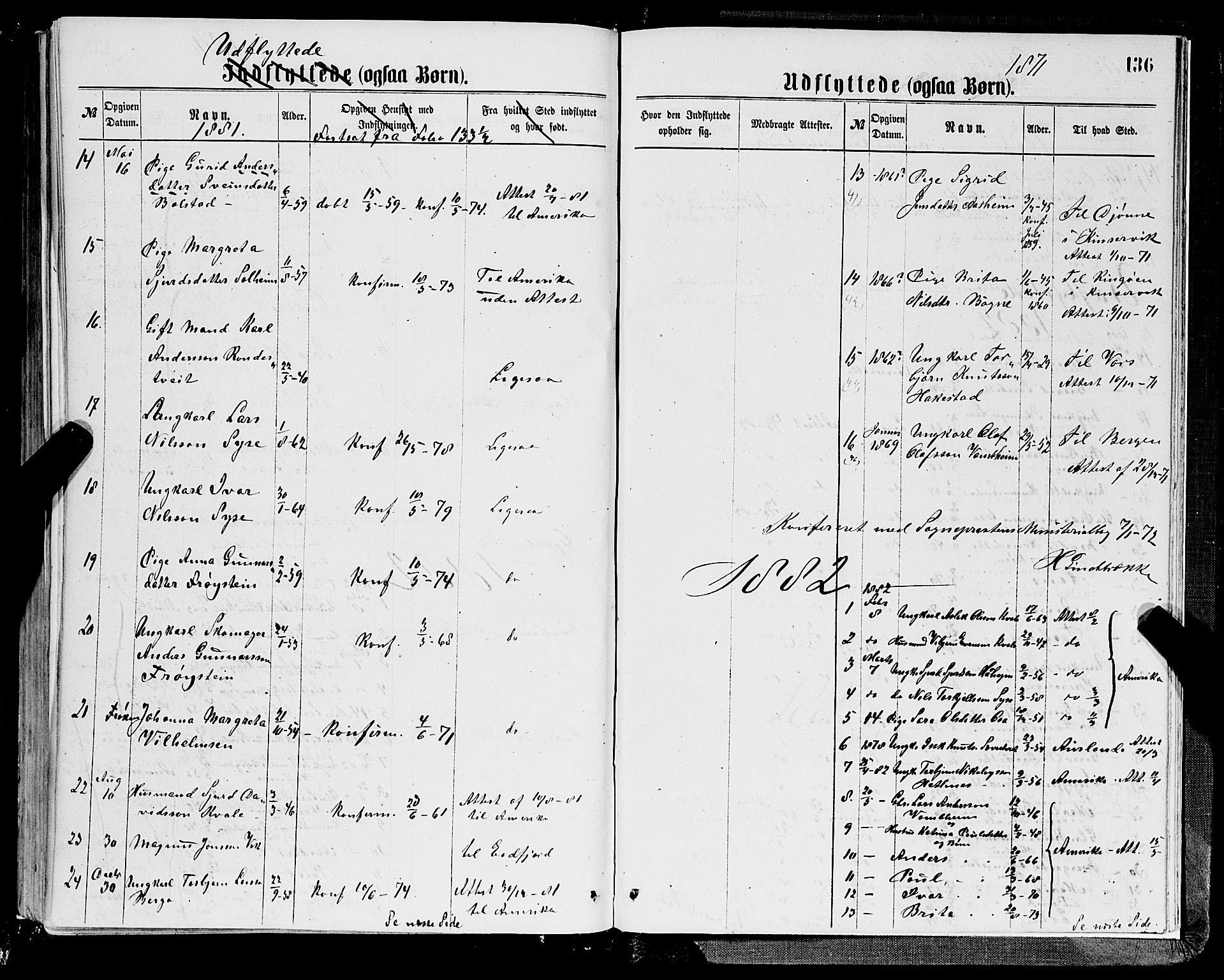 Ulvik sokneprestembete, SAB/A-78801/H/Hab: Parish register (copy) no. A 2, 1869-1882, p. 136