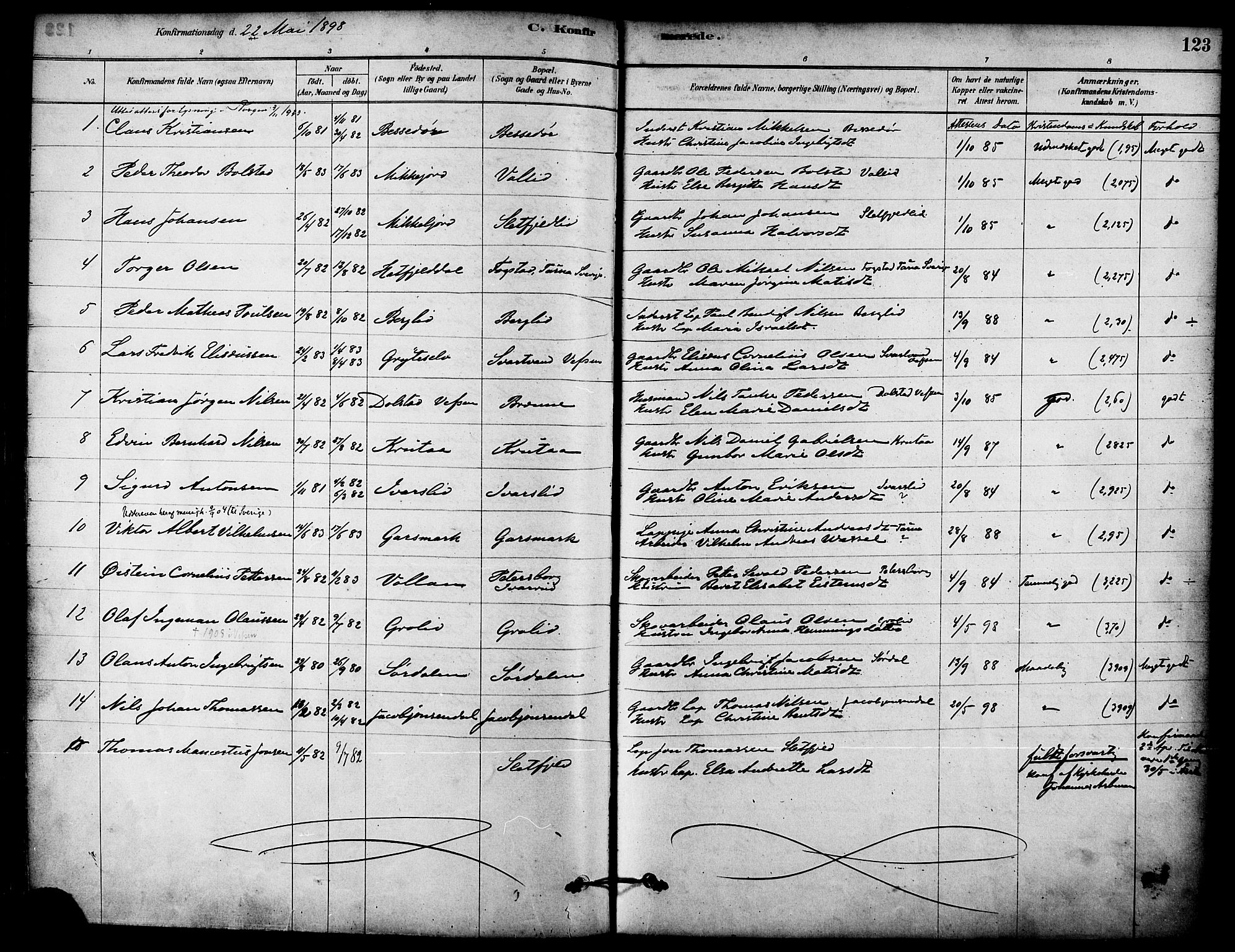 Ministerialprotokoller, klokkerbøker og fødselsregistre - Nordland, AV/SAT-A-1459/823/L0325: Parish register (official) no. 823A02, 1878-1898, p. 123