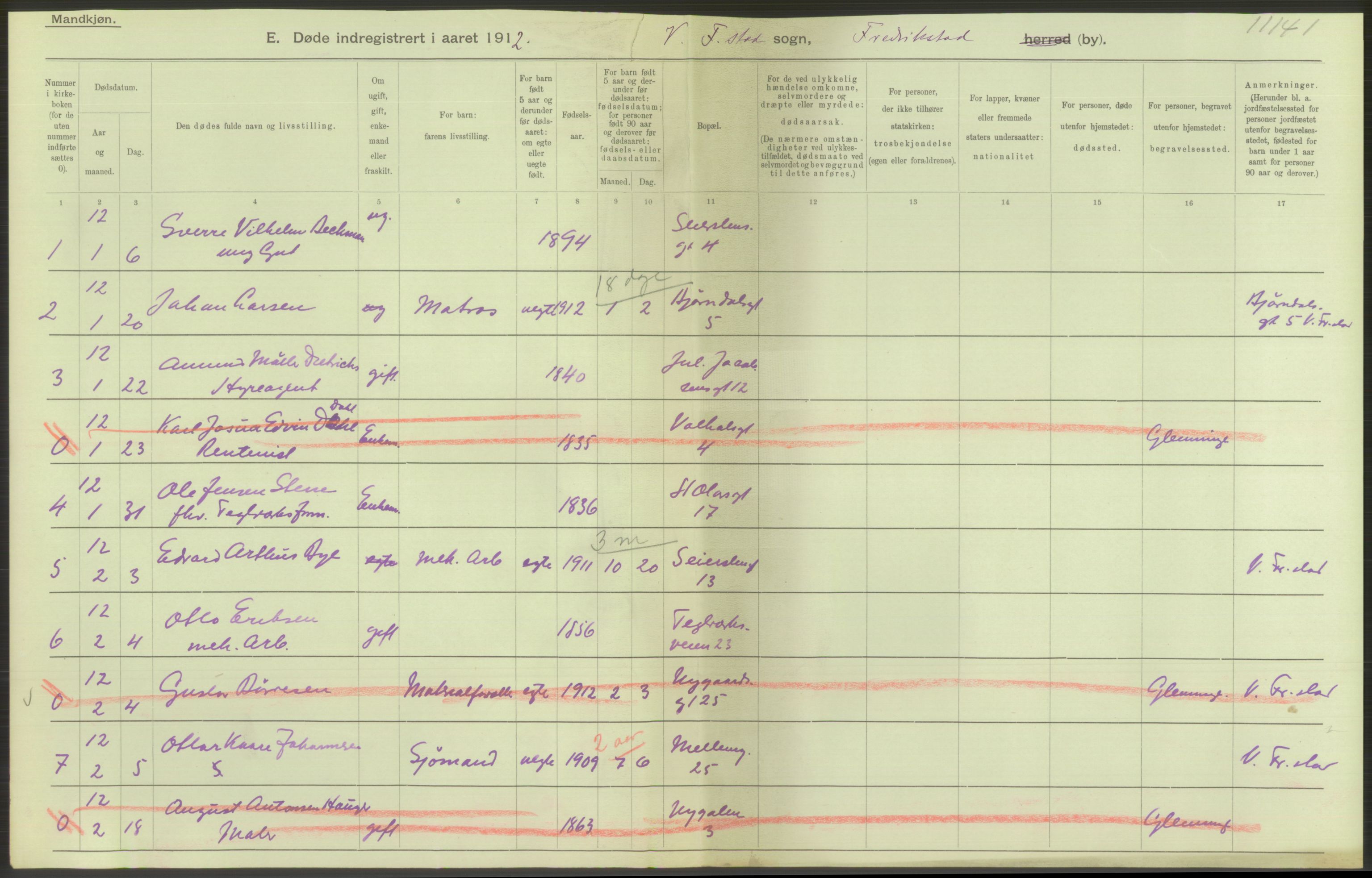 Statistisk sentralbyrå, Sosiodemografiske emner, Befolkning, AV/RA-S-2228/D/Df/Dfb/Dfbb/L0003: Smålenenes amt:  Døde. Bygder og byer., 1912, p. 40