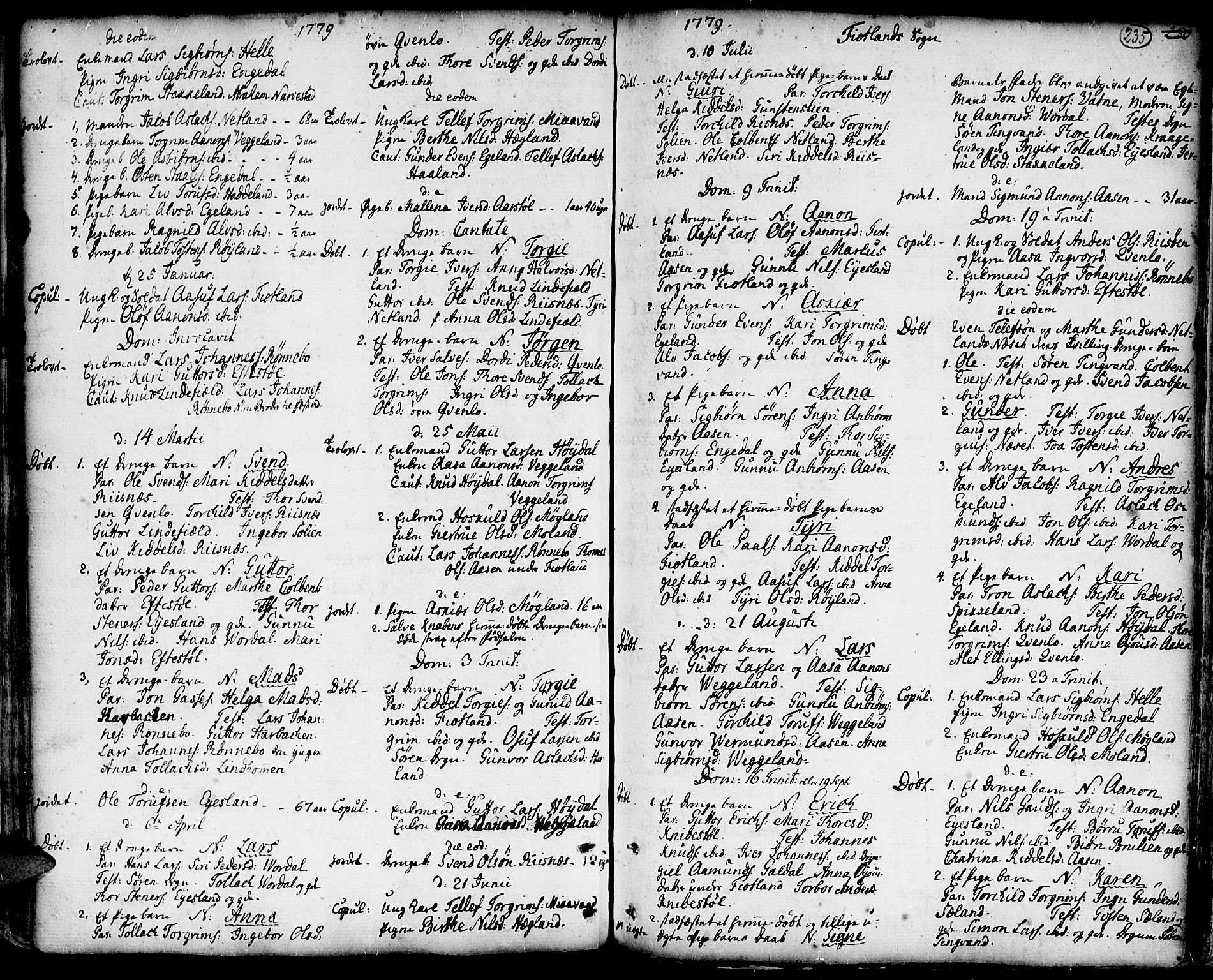 Hægebostad sokneprestkontor, SAK/1111-0024/F/Fa/Faa/L0001: Parish register (official) no. A 1 /3, 1760-1826, p. 235