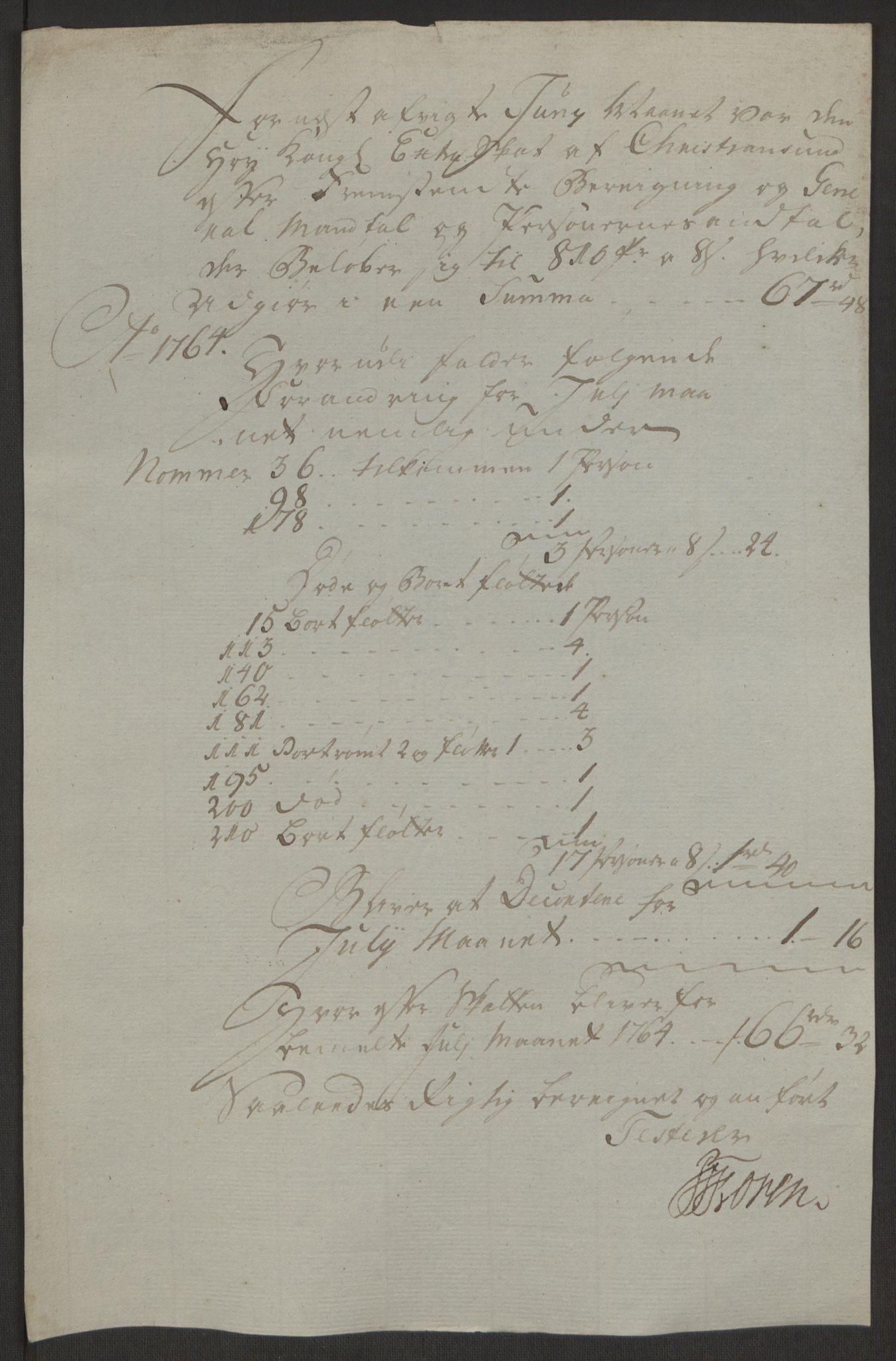 Rentekammeret inntil 1814, Reviderte regnskaper, Byregnskaper, AV/RA-EA-4066/R/Rr/L0495/0004: [R1] Kontribusjonsregnskap / Ekstraskatt, 1762-1772, p. 42