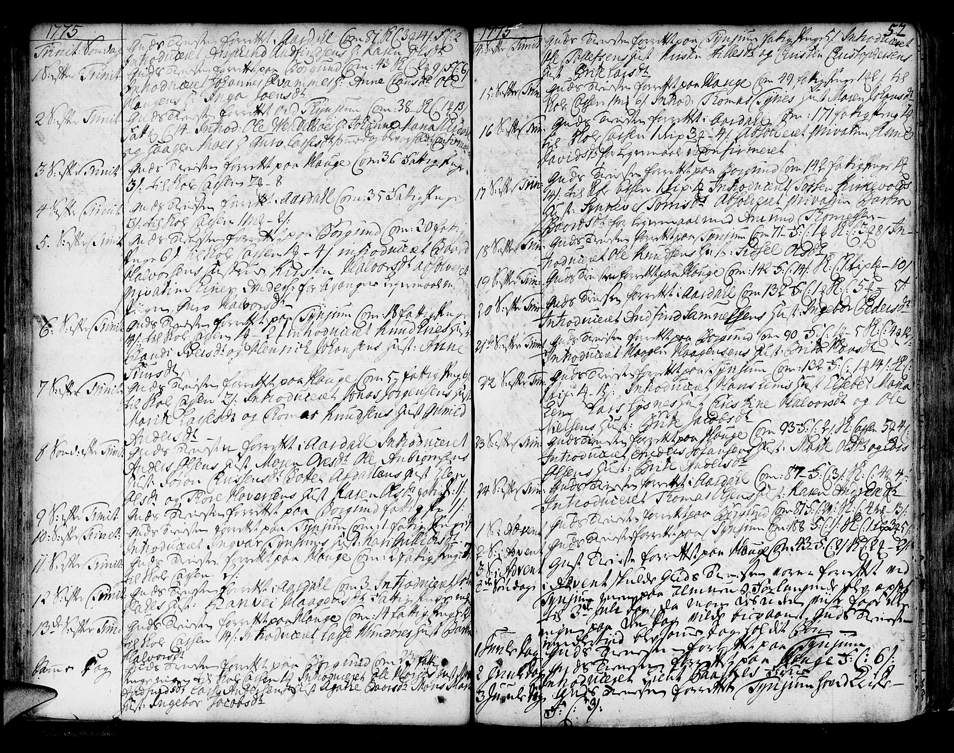 Lærdal sokneprestembete, SAB/A-81201: Parish register (official) no. A 2, 1752-1782, p. 52