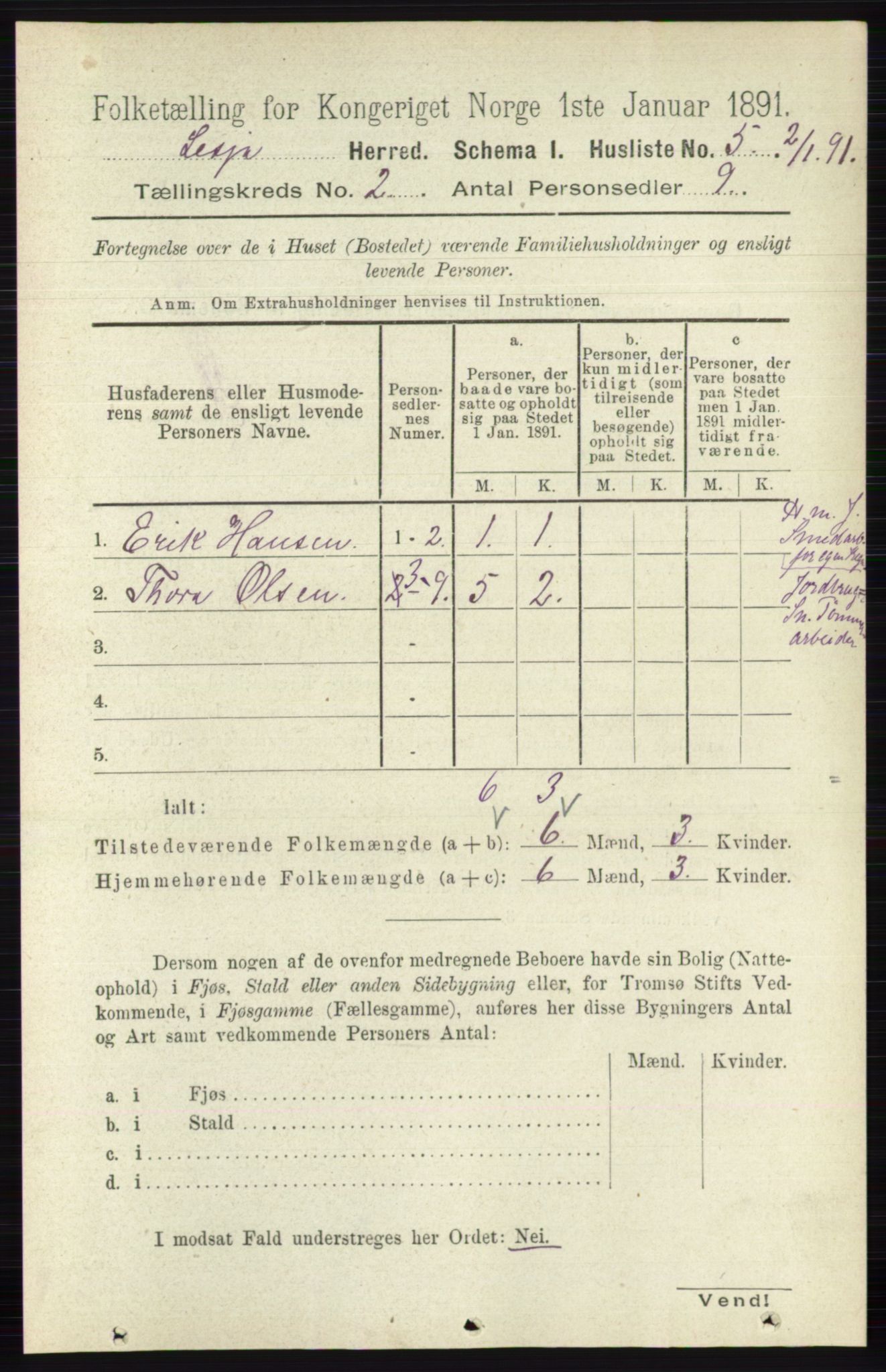 RA, 1891 census for 0512 Lesja, 1891, p. 374