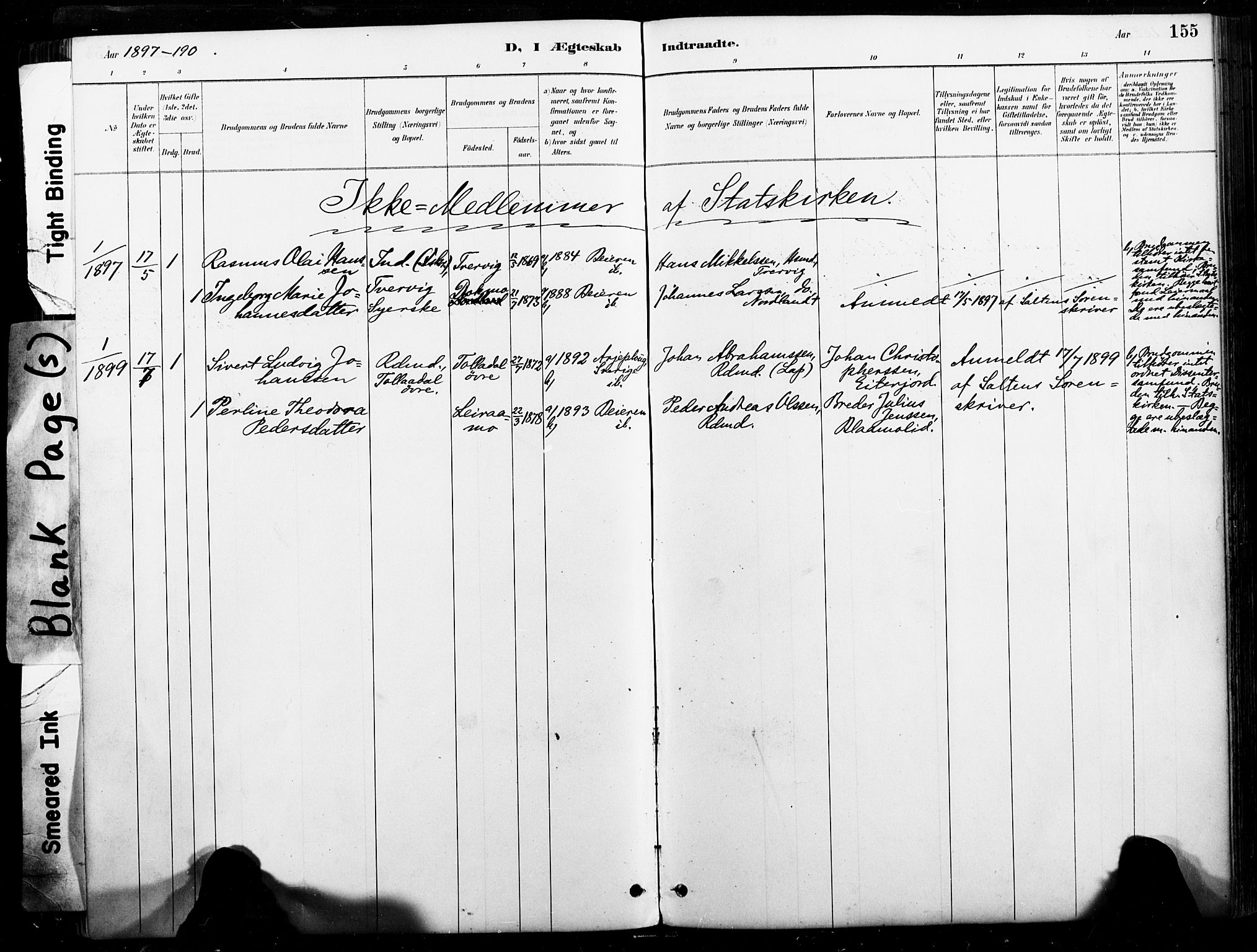 Ministerialprotokoller, klokkerbøker og fødselsregistre - Nordland, SAT/A-1459/846/L0646: Parish register (official) no. 846A04, 1887-1901, p. 155