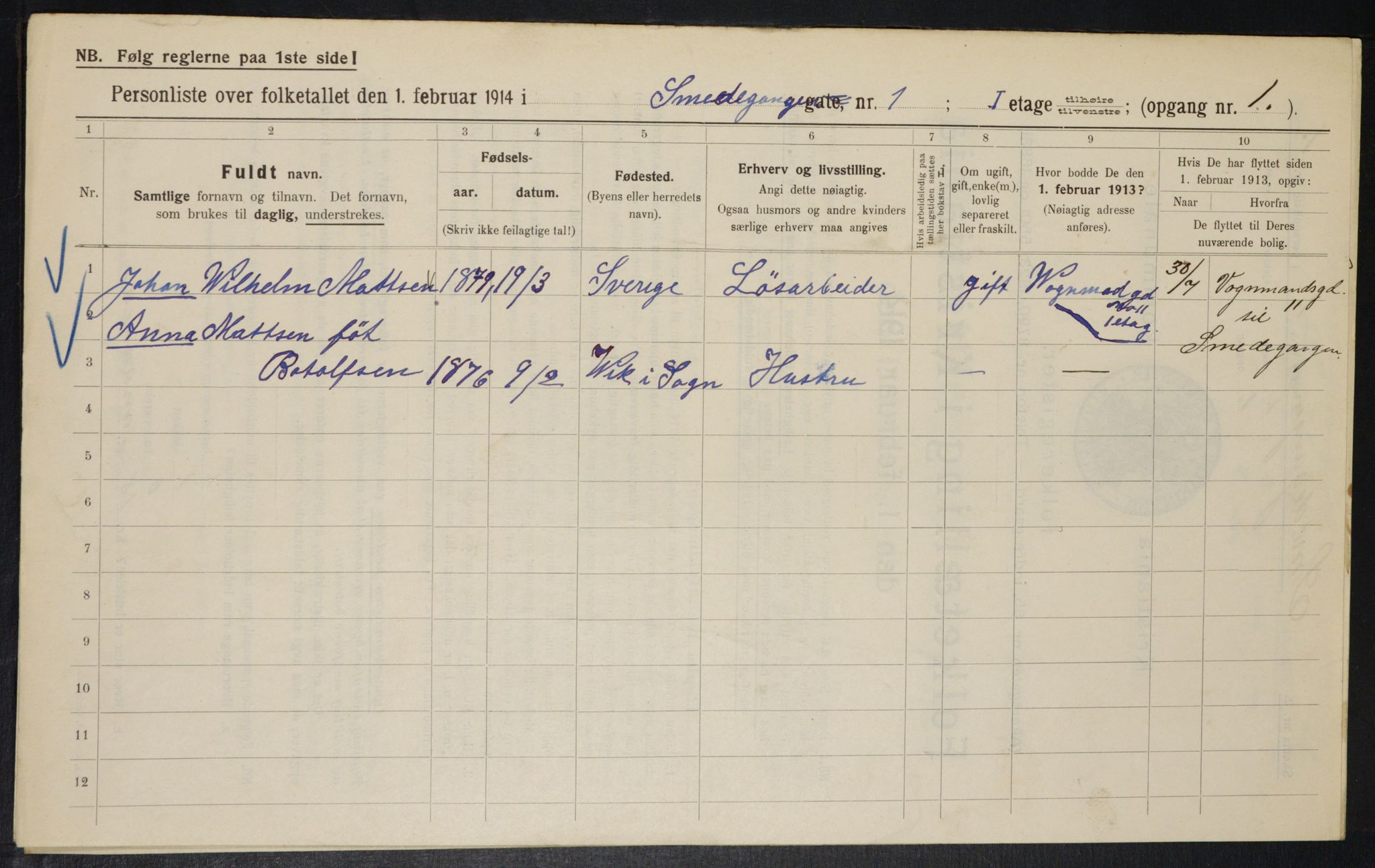 OBA, Municipal Census 1914 for Kristiania, 1914, p. 96949