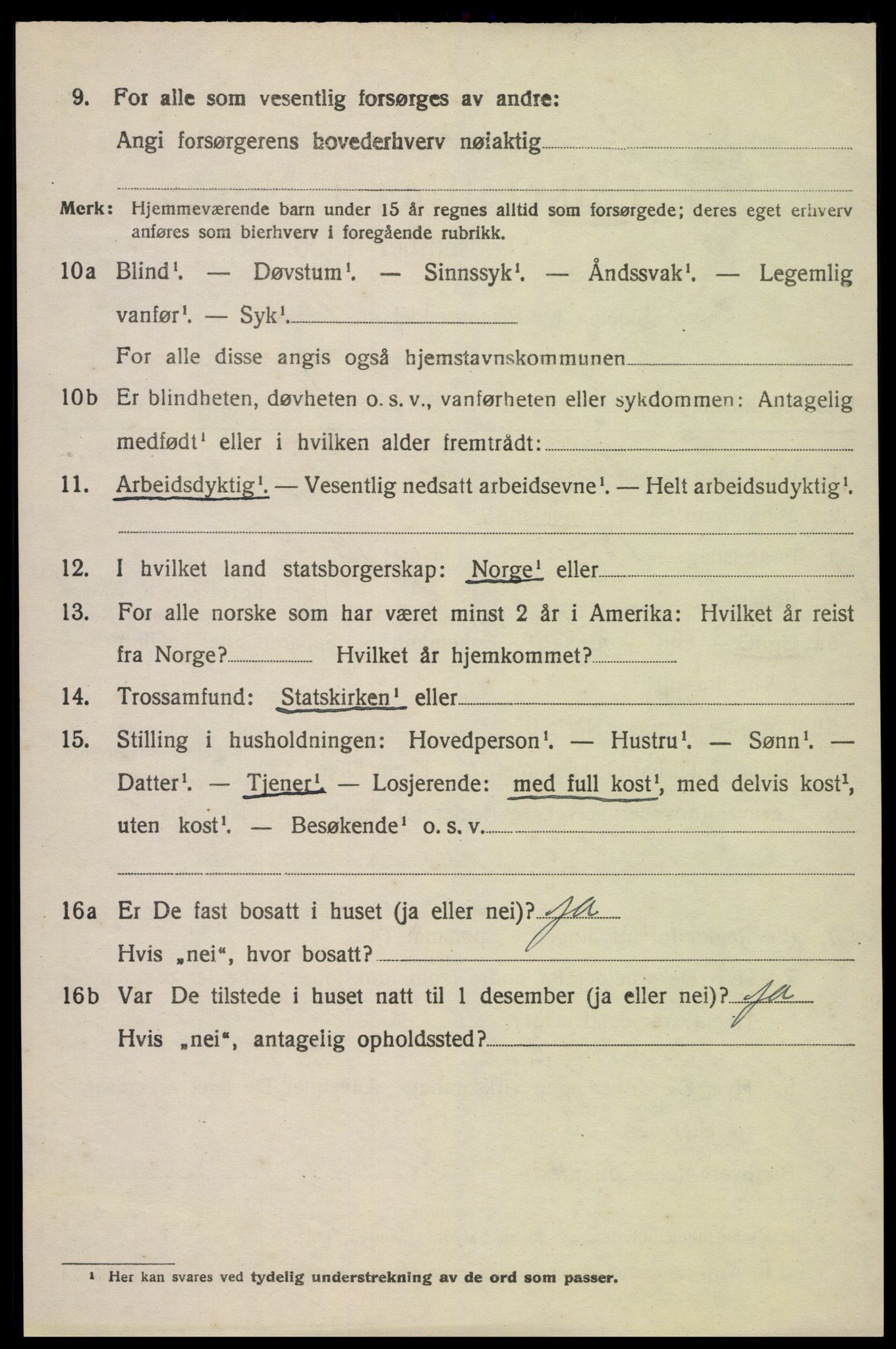 SAK, 1920 census for Herefoss, 1920, p. 925