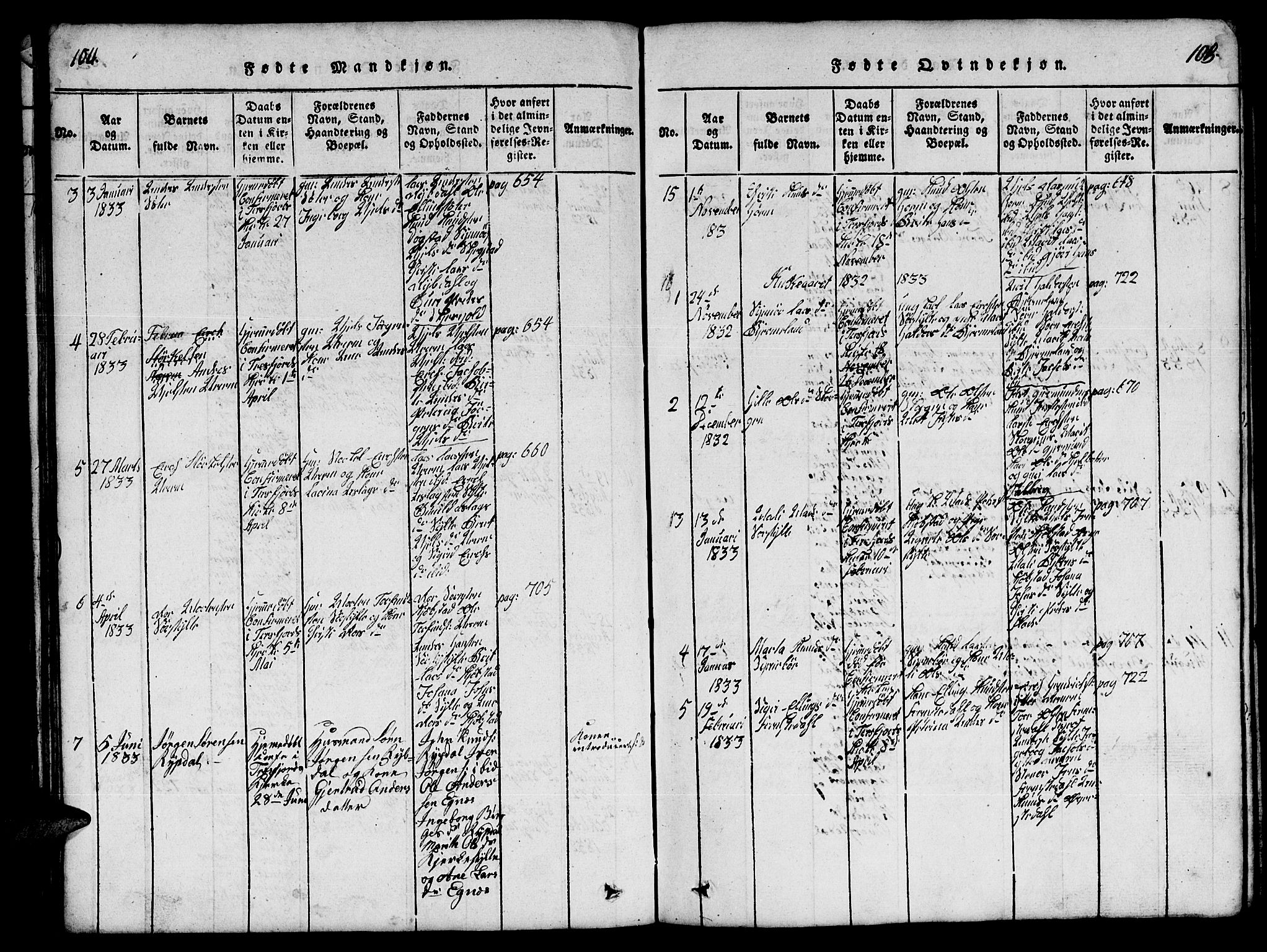 Ministerialprotokoller, klokkerbøker og fødselsregistre - Møre og Romsdal, SAT/A-1454/541/L0546: Parish register (copy) no. 541C01, 1818-1856, p. 104-105